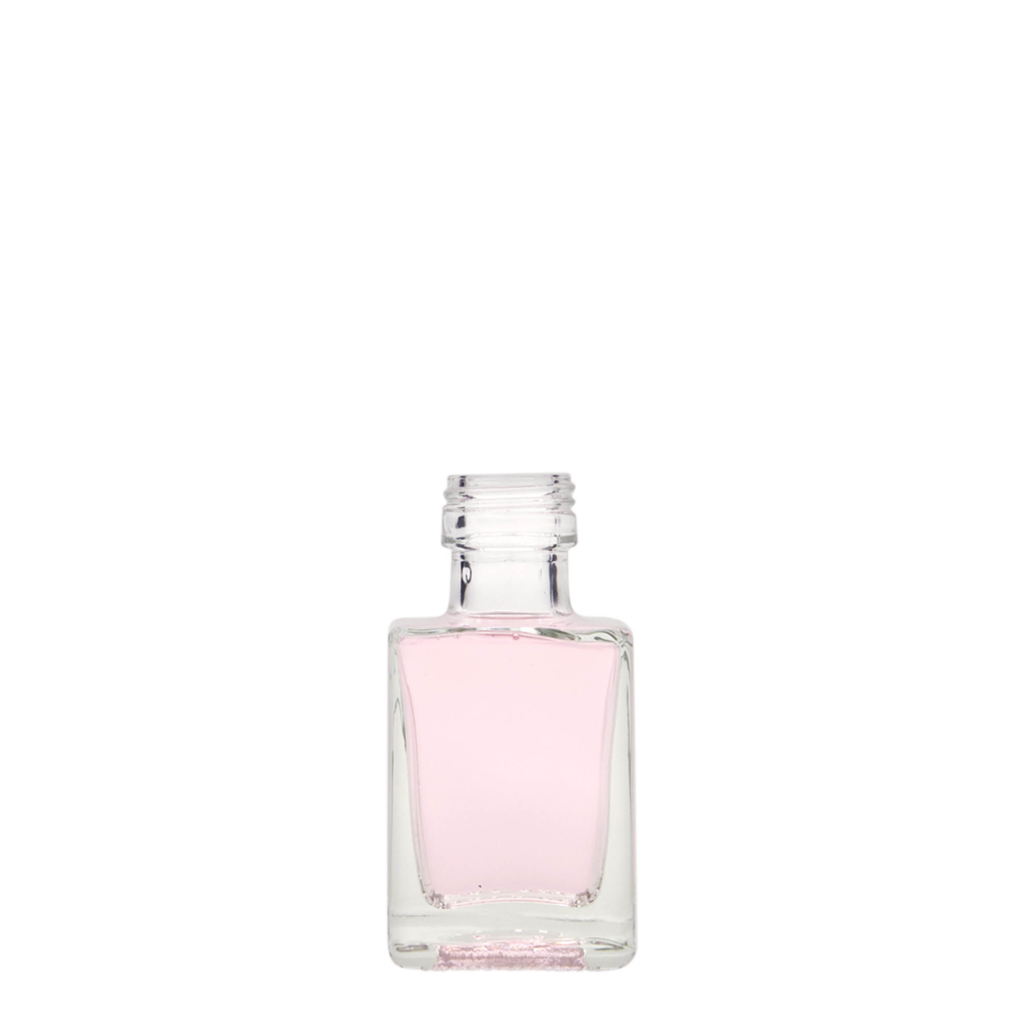 Glazen fles 'Cube', 50 ml, vierkant, monding: PP 24