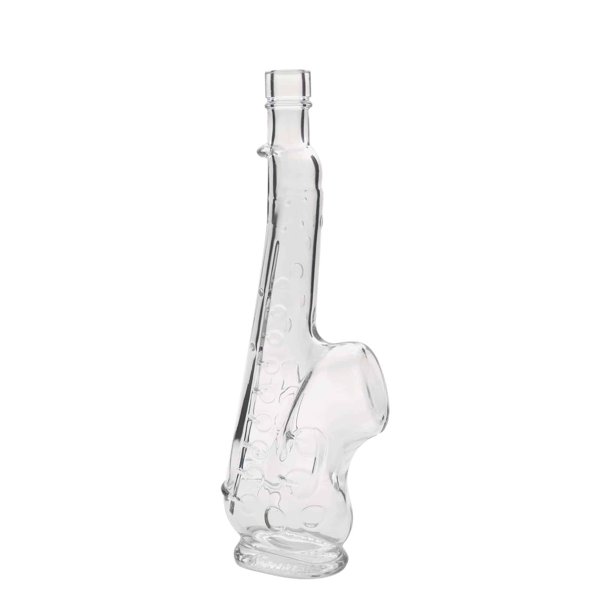 Glazen fles 'Saxofoon', 500 ml, monding: kurk