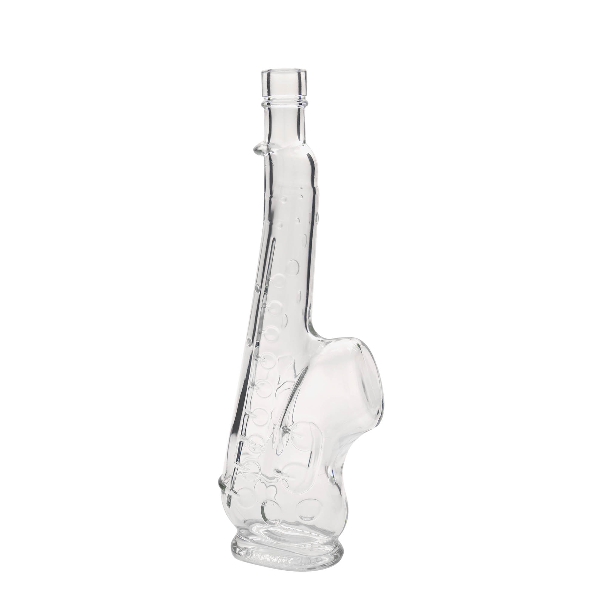 Glazen fles 'Saxofoon', 500 ml, monding: kurk