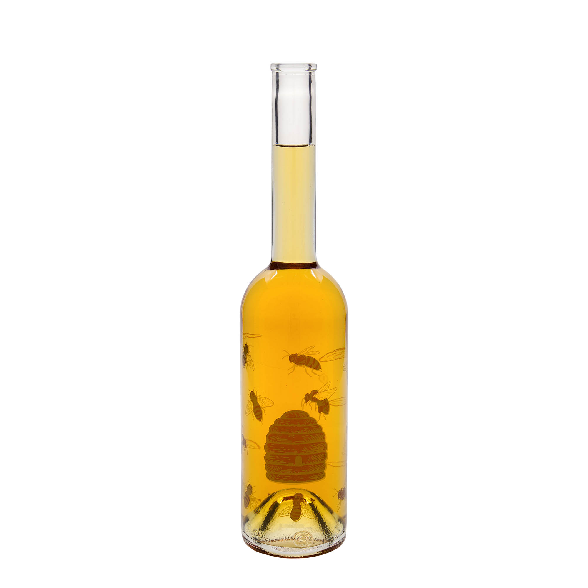 Glazen fles 'Opera', 500 ml, motief: Bijen, monding: kurk Glazen fles 'Opera', 500 ml, motief: Bijen, monding: kurk