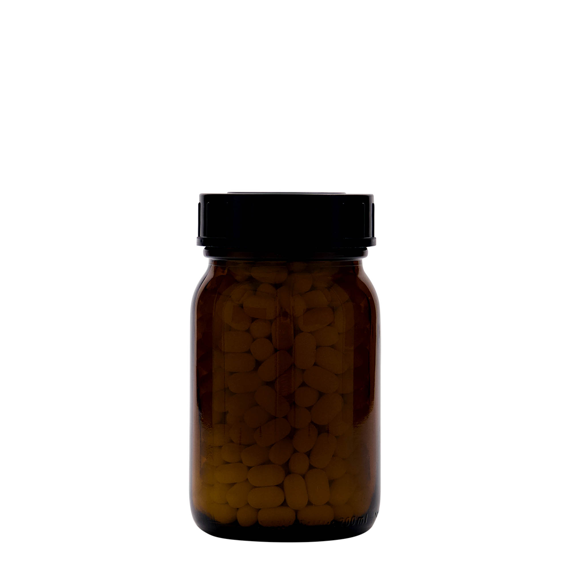 Bocal à col large 200 ml, brun, bouchage: DIN 55