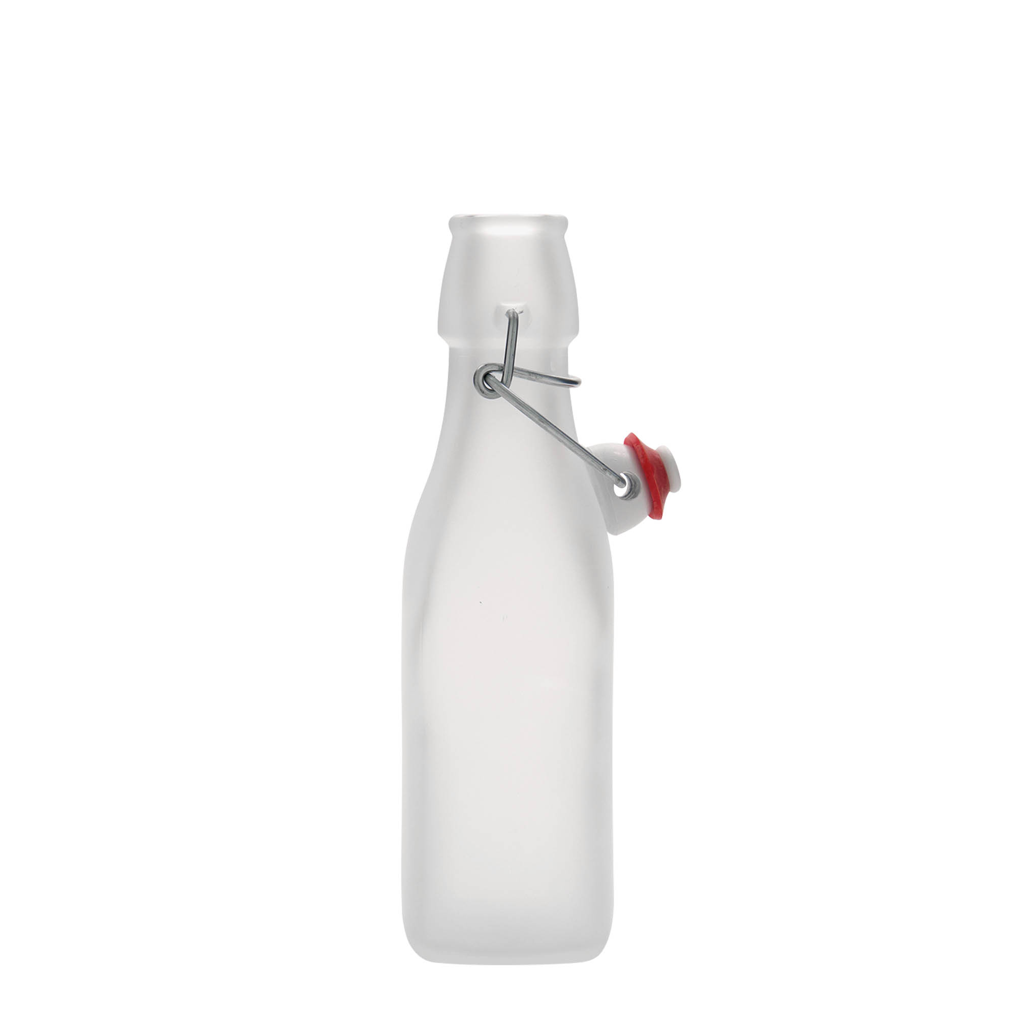 Bouteille en verre 250 ml 'Swing', carrée, blanche, bouchage: bouchon mécanique