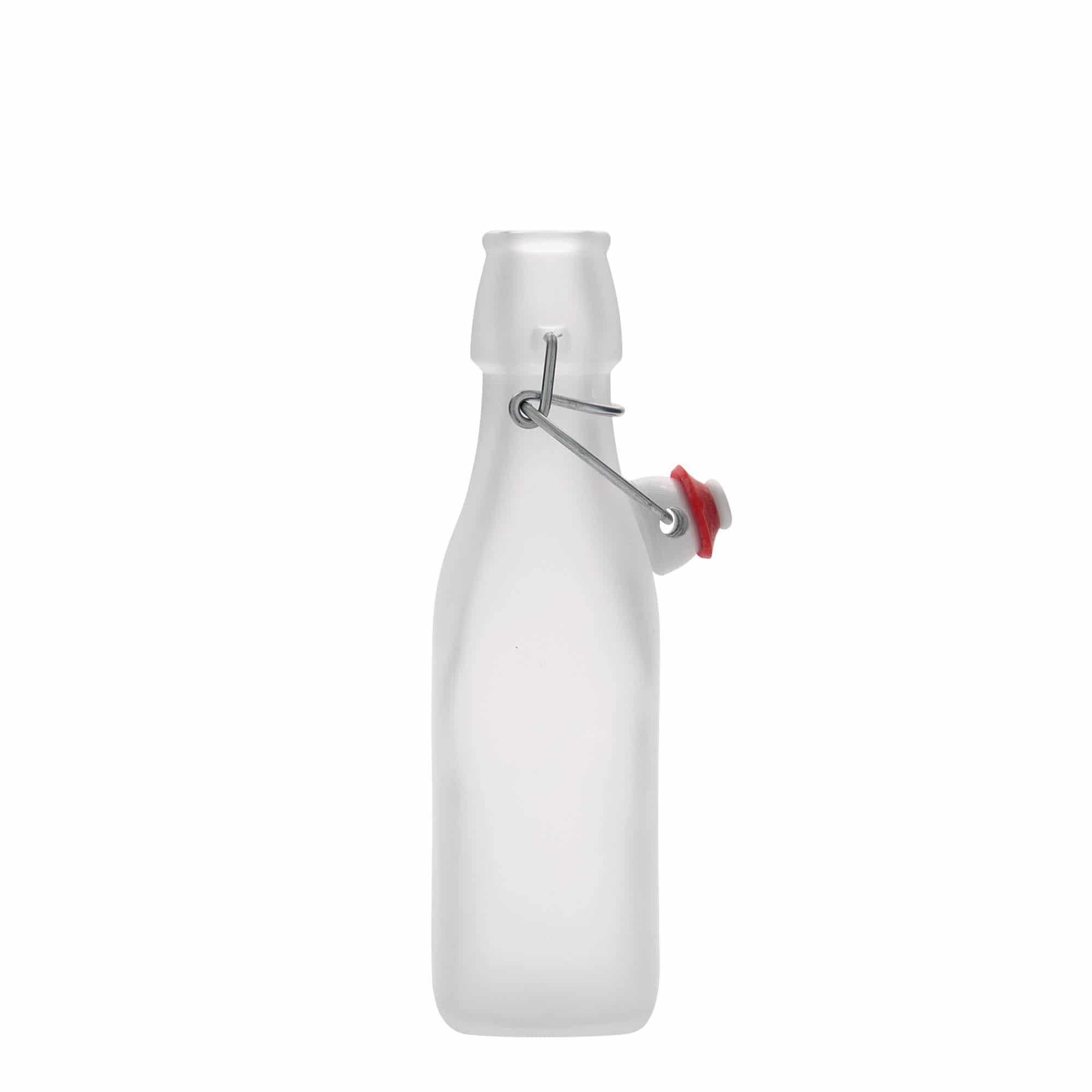 Glazen fles 'Swing', 250 ml, vierkant, wit, monding: beugelsluiting Glazen fles 'Swing', 250 ml, vierkant, wit, monding: beugelsluiting