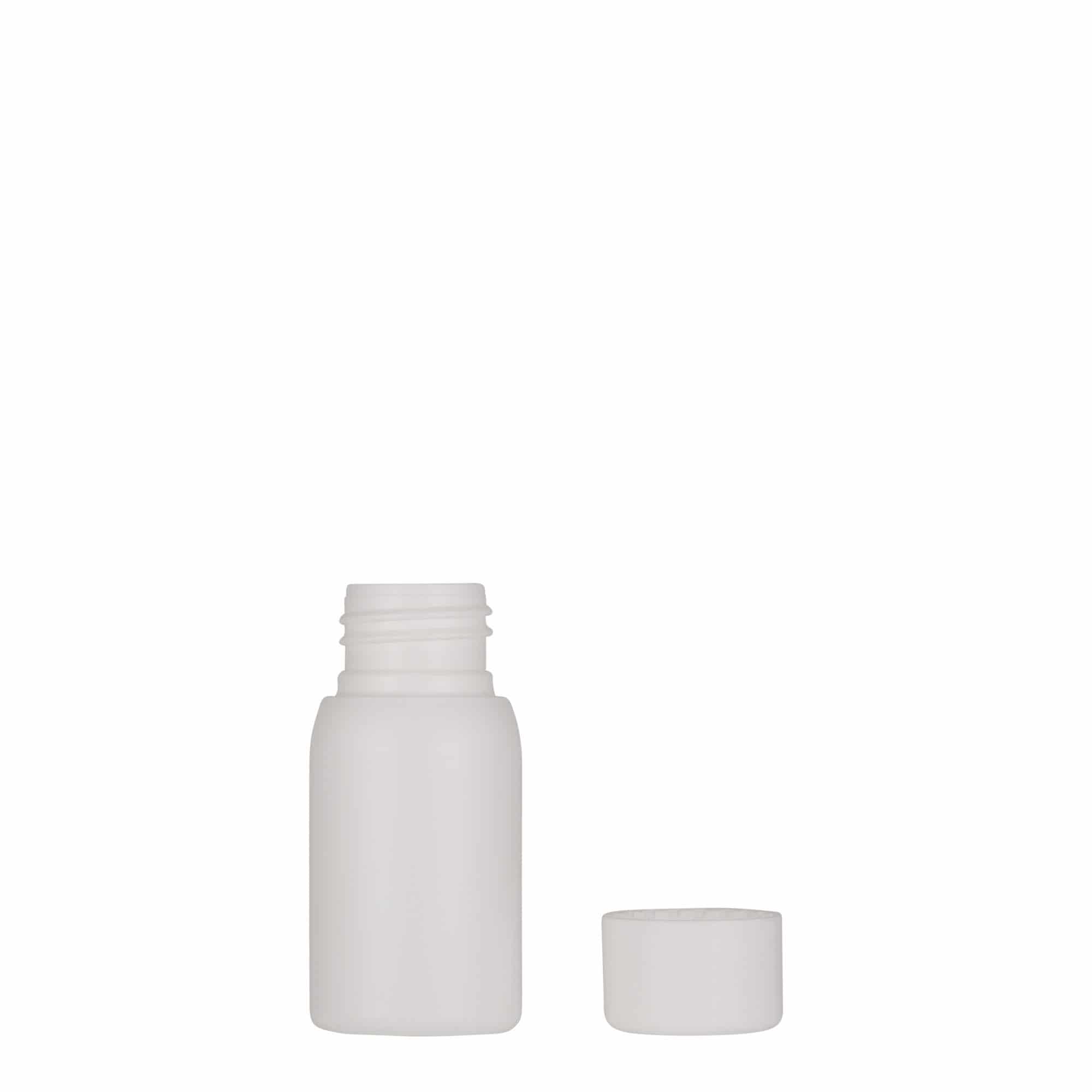 Plastic fles 'Tuffy', 30 ml, HDPE, wit, monding: 24/410
