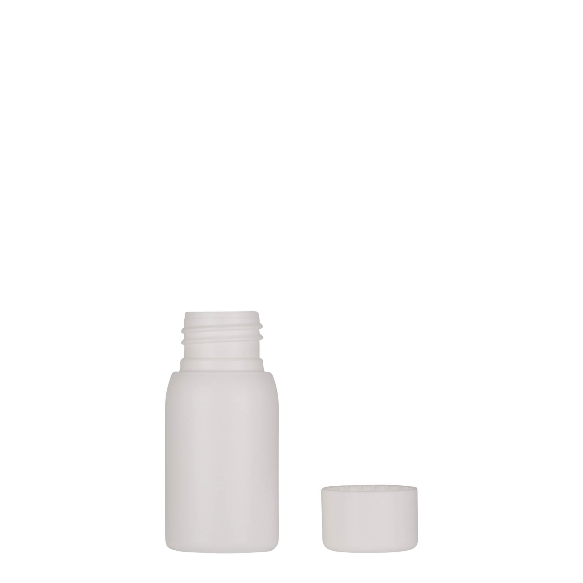 Plastic fles 'Tuffy', 30 ml, HDPE, wit, monding: 24/410