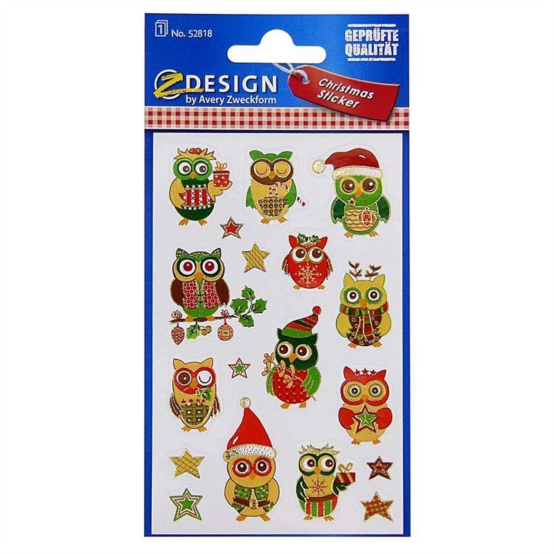 Zweckform stickers 'Kerstuilen', papier, meerkleurig Zweckform stickers 'Kerstuilen', papier, meerkleurig