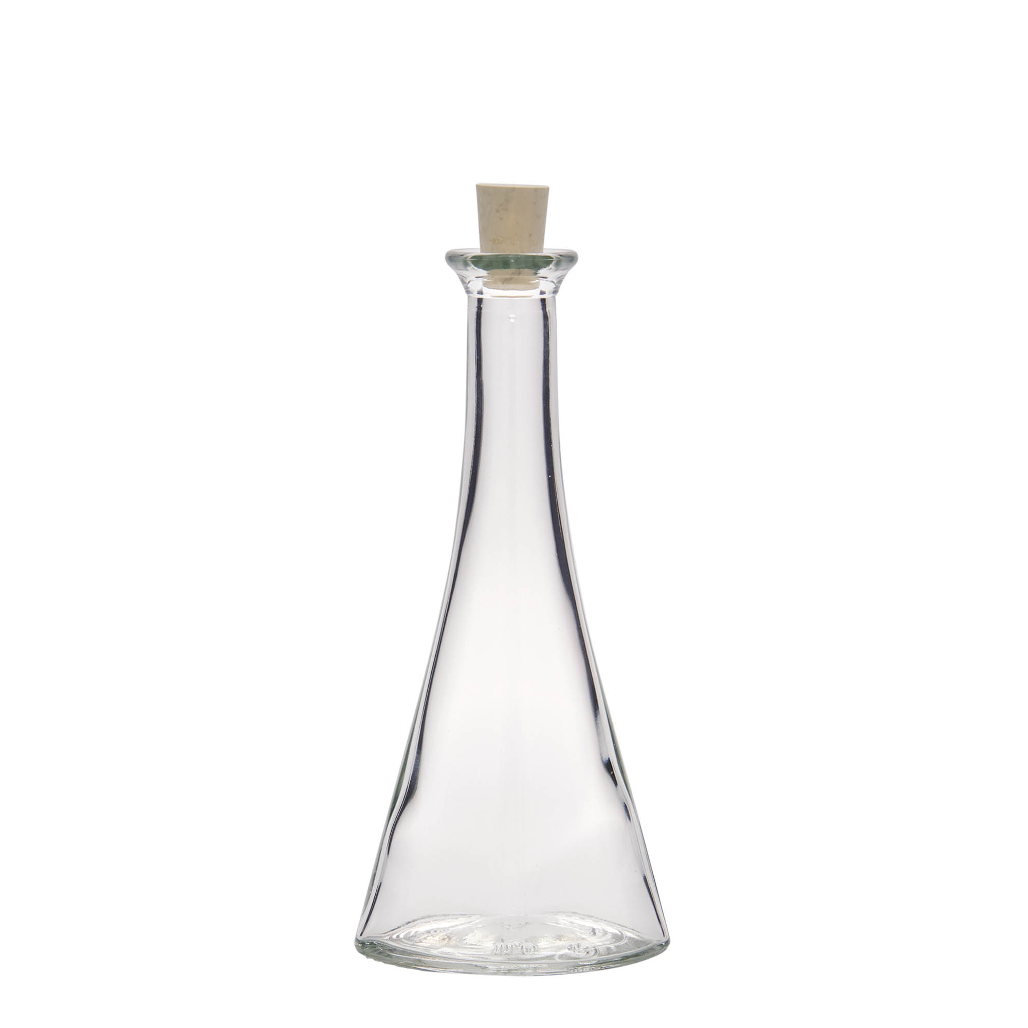 Glazen fles 'Veronica', 100 ml, halfrond, monding: kurk Glazen fles 'Veronica', 100 ml, halfrond, monding: kurk
