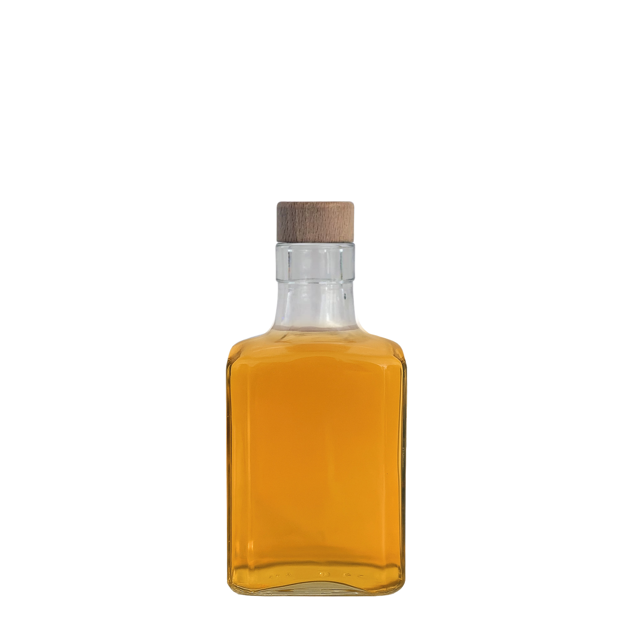 250 ml glazen fles “Decanter Quadro met bovenrand”, vierkant, monding: kurk 250 ml glazen fles “Decanter Quadro met bovenrand”, vierkant, monding: kurk