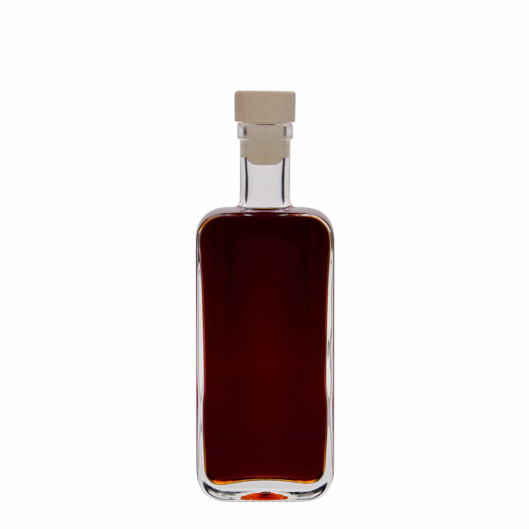Glazen fles 'Nice', 200 ml, rechthoekig, monding: kurk
