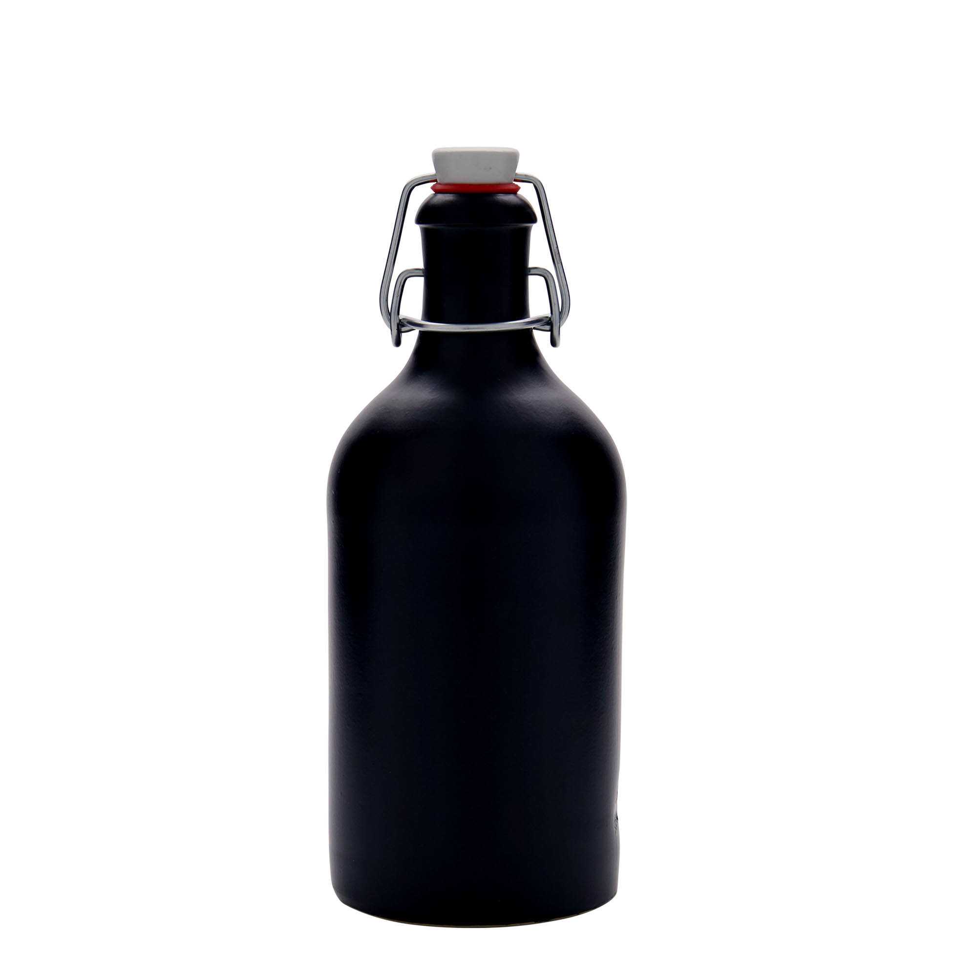 Chope en terre cuite 500 ml, grès, noir, bouchage: bouchon mécanique Chope en terre cuite 500 ml, grès, noir, bouchage: bouchon mécanique