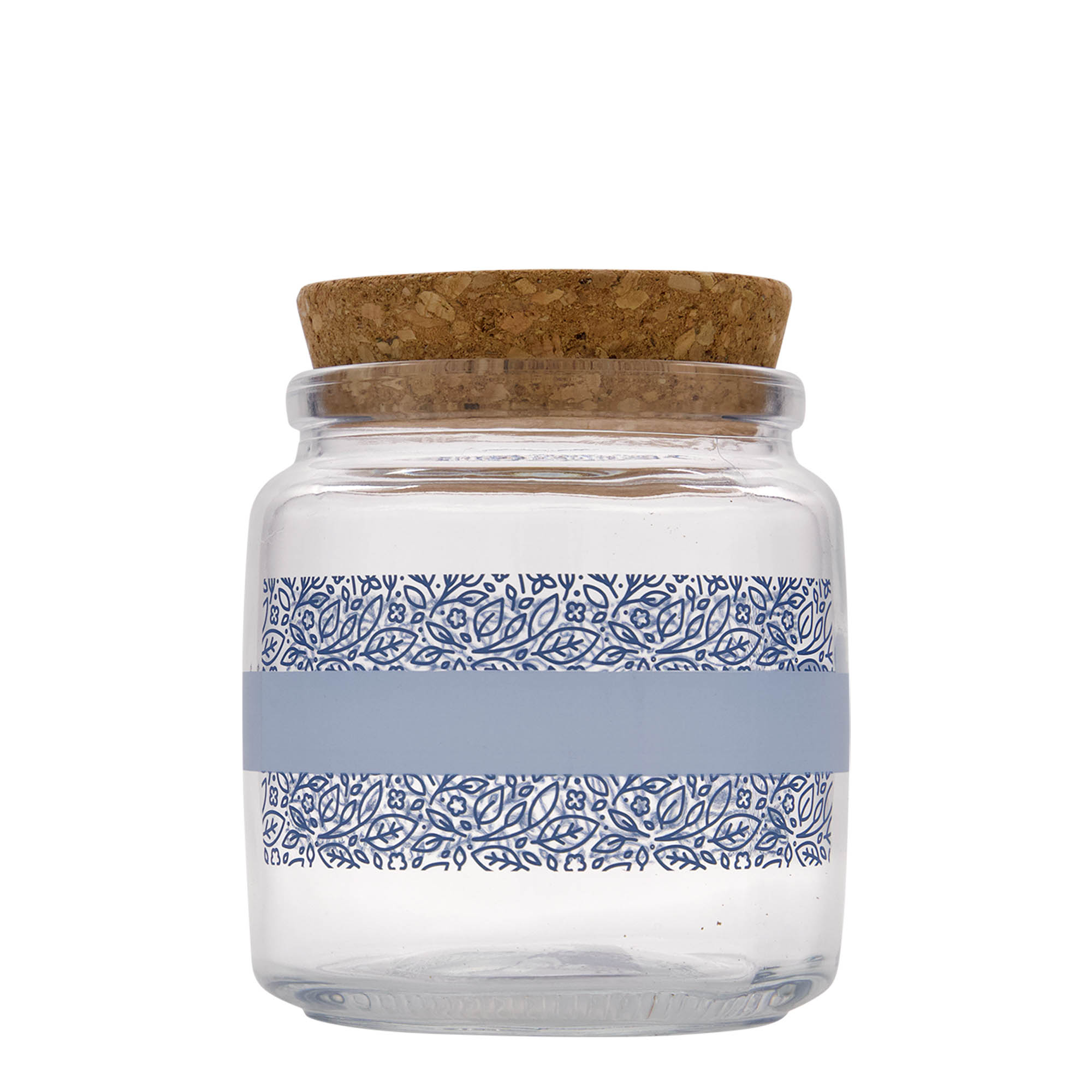 Bocal avec bouchon liège 750 ml 'Giara', motif : naturalmente blu, bouchage: bouchon