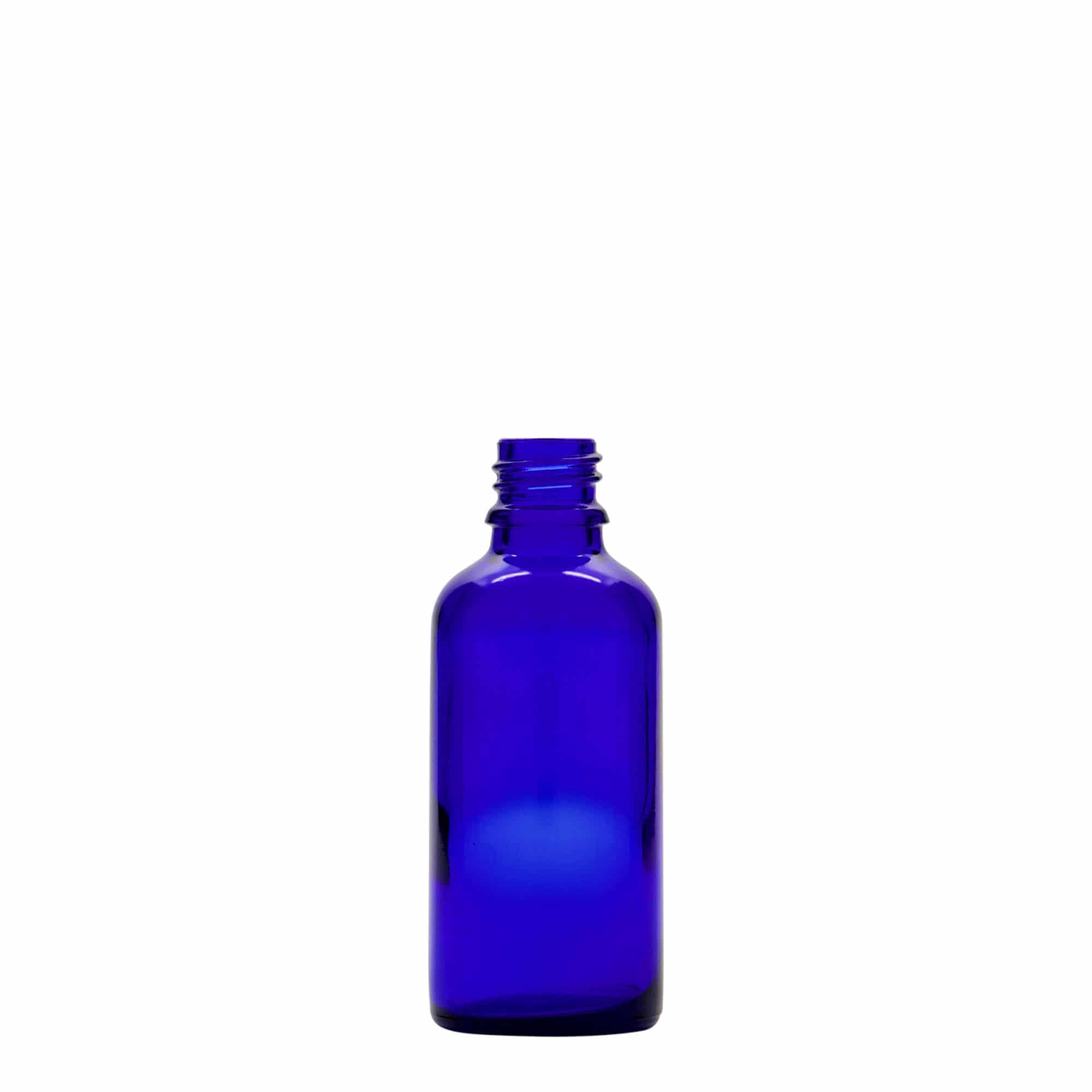 Pipetflesje medicijn, 50 ml, glas, koningsblauw-rood, monding: DIN 18 Pipetflesje medicijn, 50 ml, glas, koningsblauw-rood, monding: DIN 18