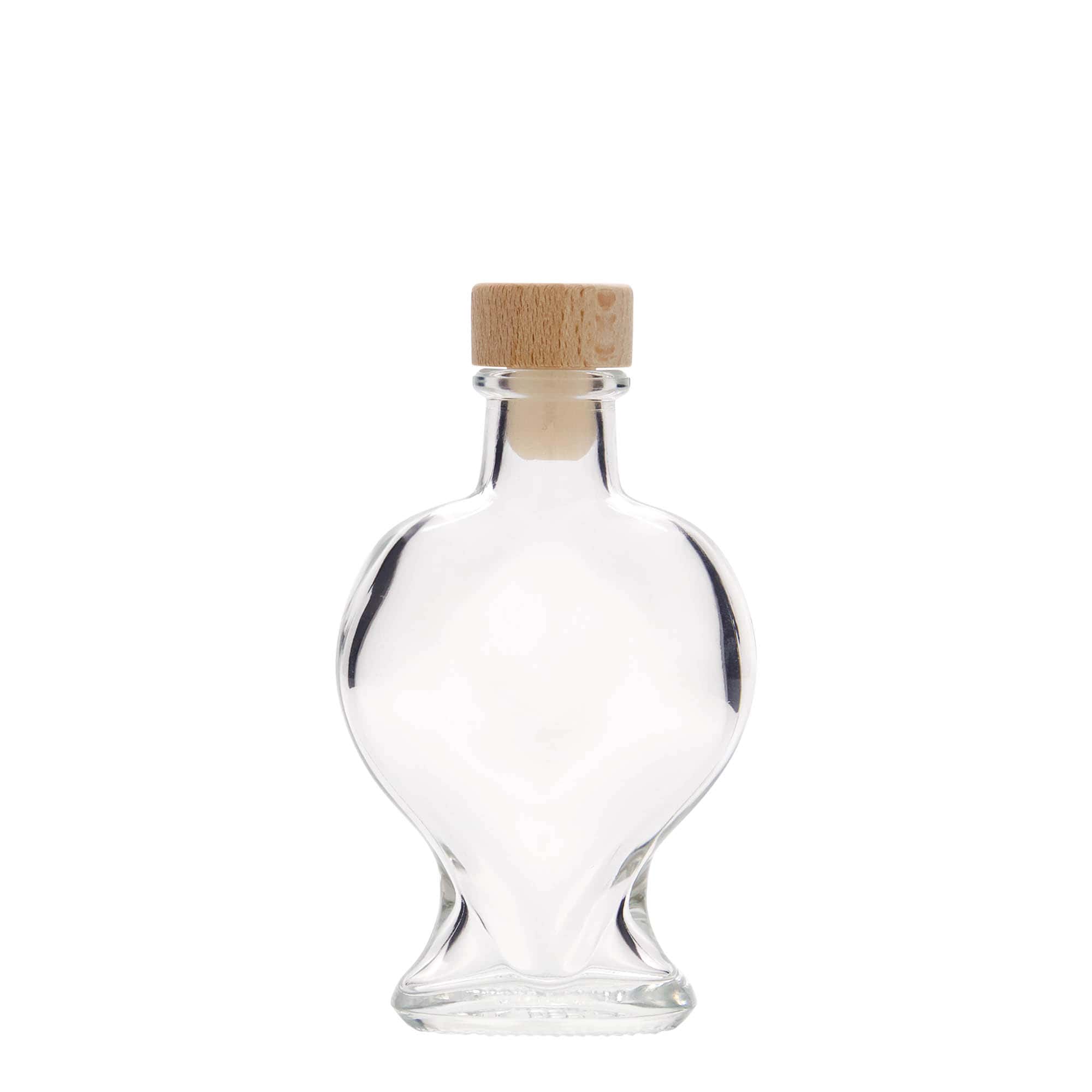 Bouteille en verre 100 ml 'Cœur', bouchage: bouchon
