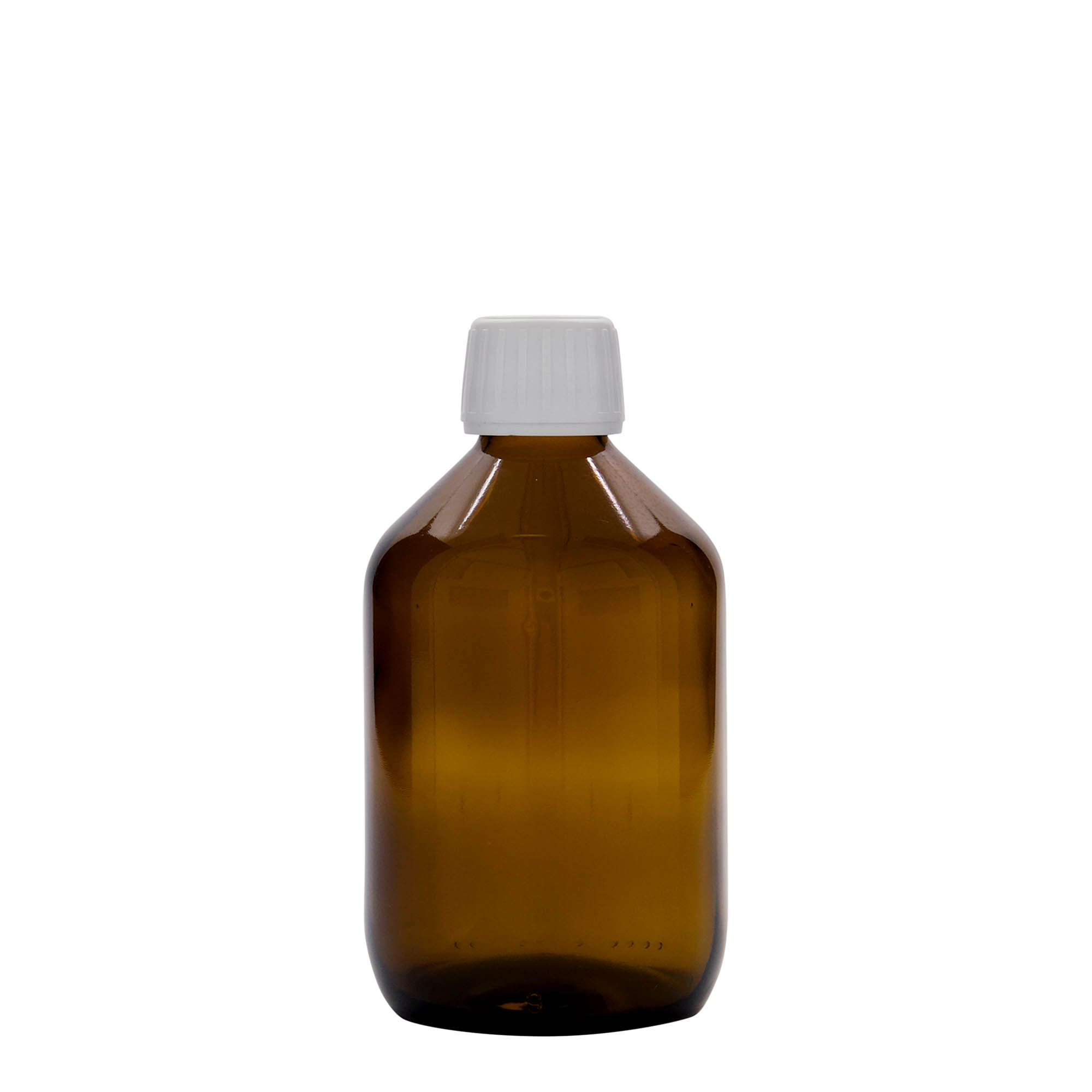 Flacon pharmaceutique 300 ml, brun, verre, bouchage: PP 28 Flacon pharmaceutique 300 ml, brun, verre, bouchage: PP 28