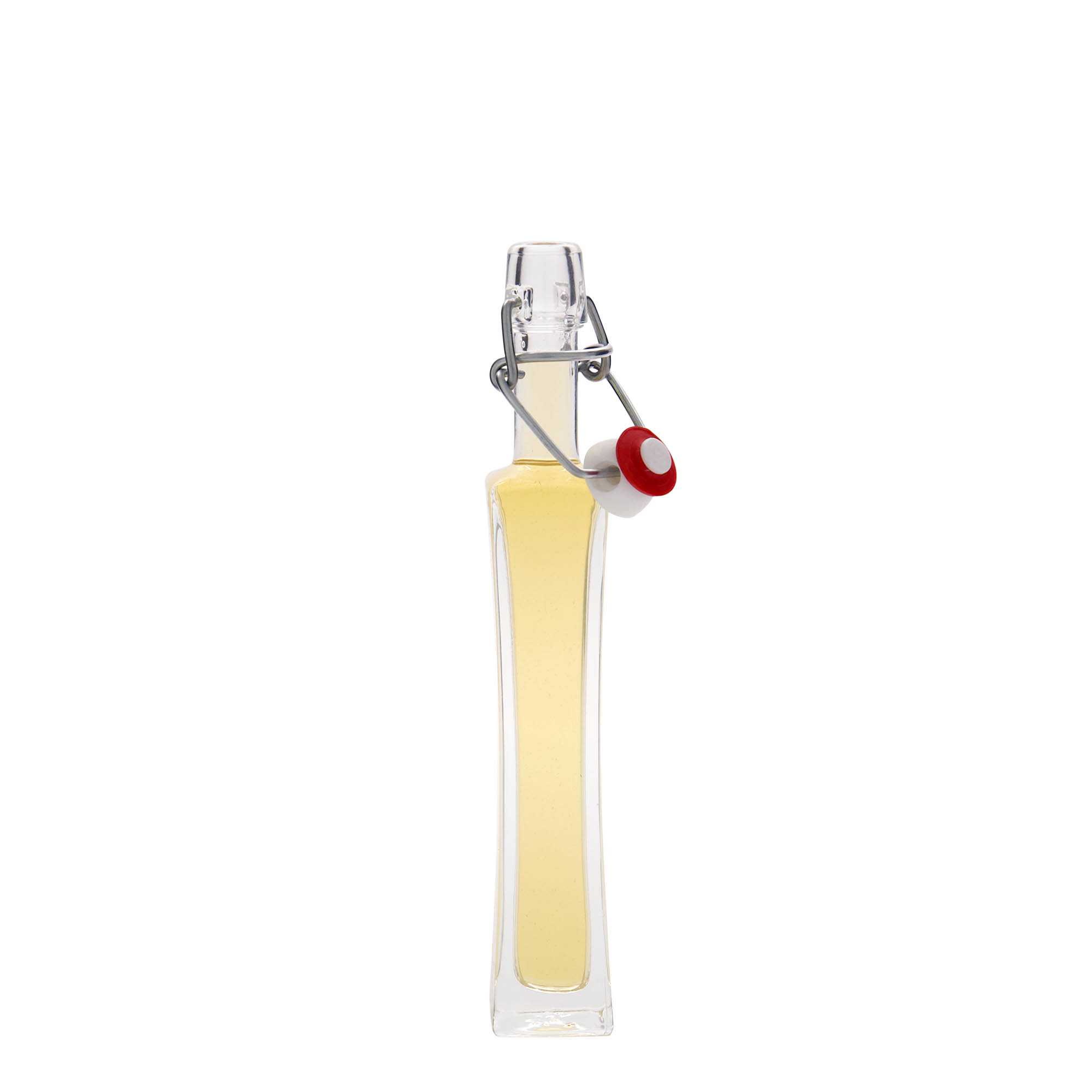 Glazen fles 'Koko', 40 ml, vierkant, monding: beugelsluiting