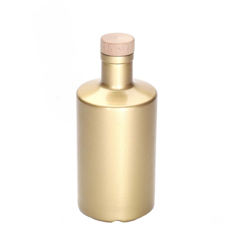 Glazen fles 'Caroline', 500 ml, goud, monding: kurk