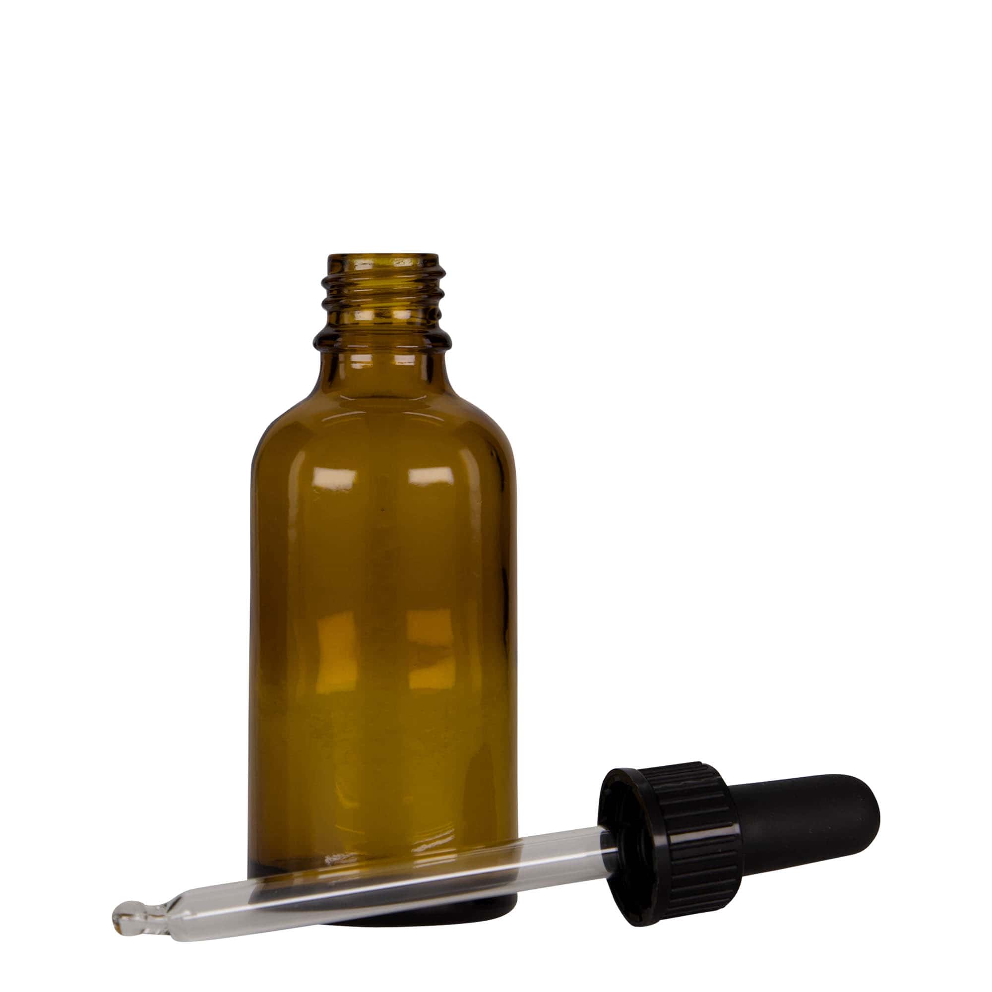 Flacon compte-gouttes médical 50 ml, verre, brun-noir, bouchage: DIN 18