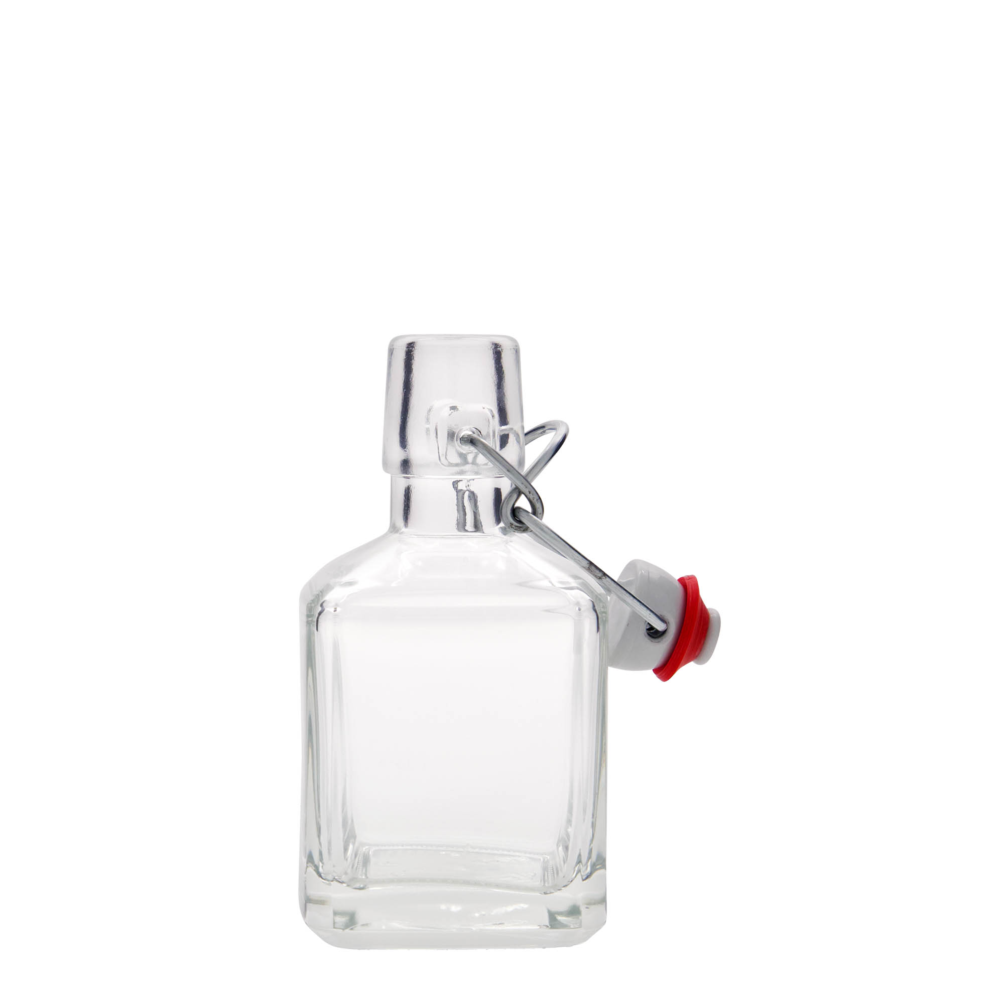 Glazen fles 'Kubica', 200 ml, vierkant, monding: beugelsluiting
