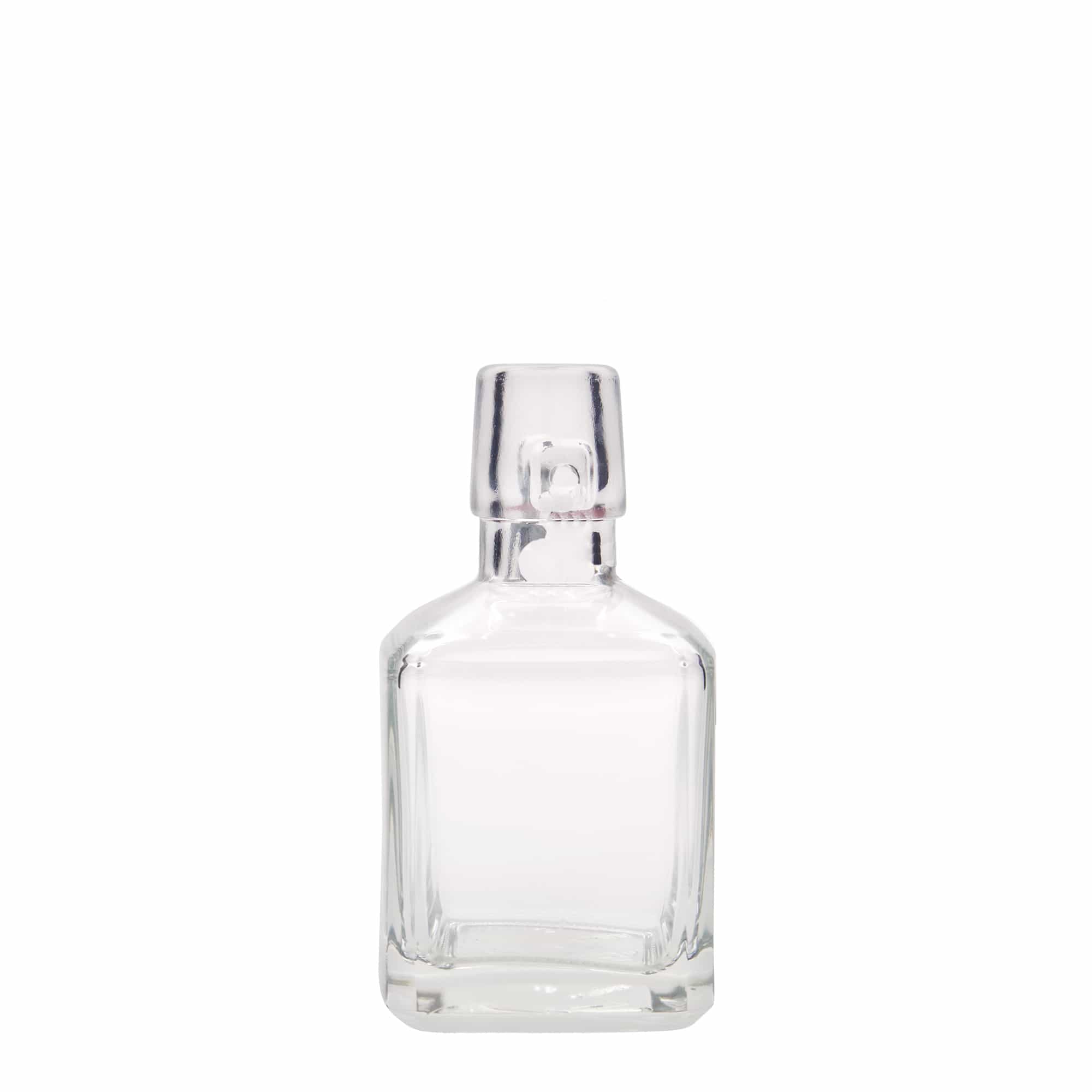 Glazen fles 'Kubica', 200 ml, vierkant, monding: beugelsluiting