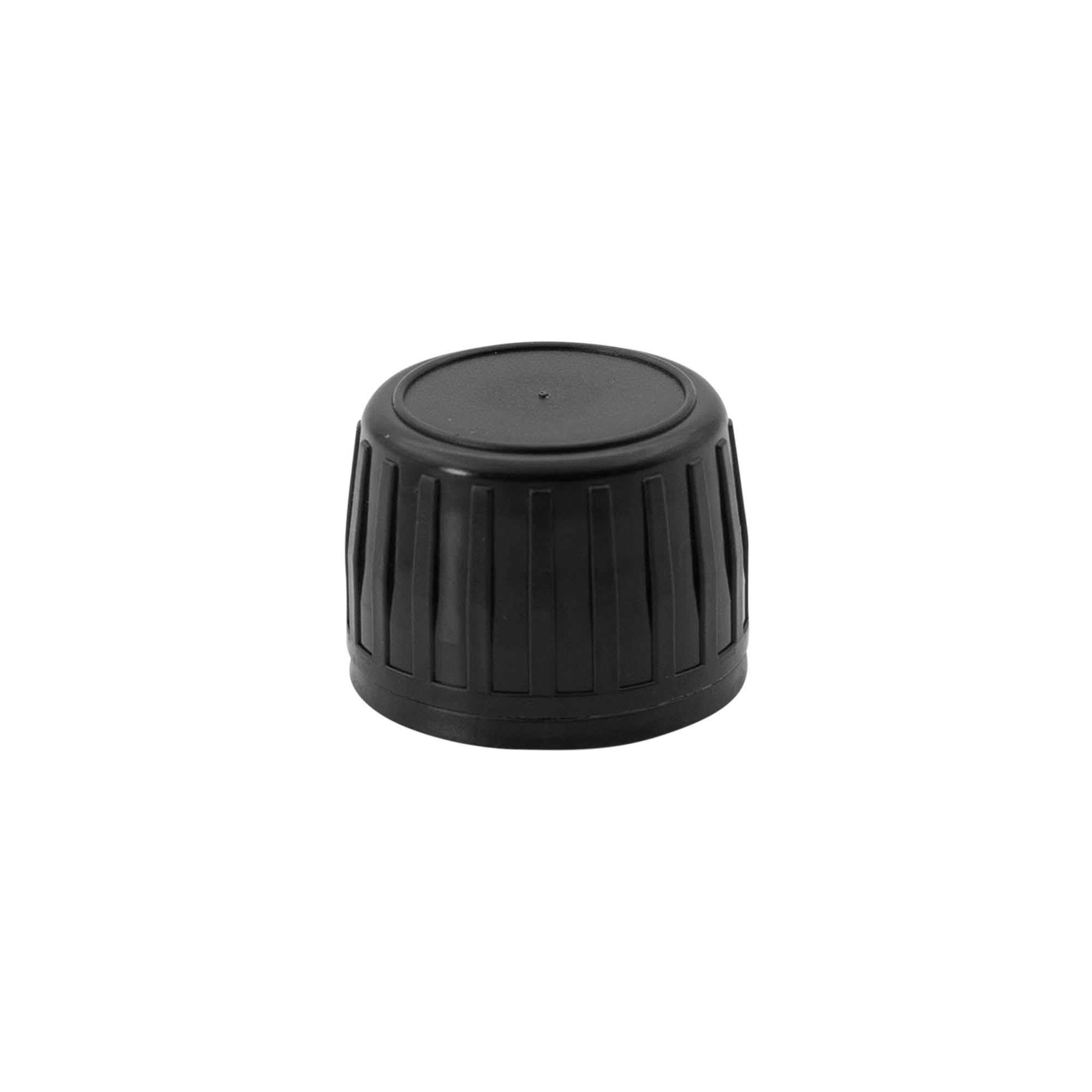 Bougage à vis avec fermeture garantie, plastique PP, noir, pour bouchage: DIN 28 Bougage à vis avec fermeture garantie, plastique PP, noir, pour bouchage: DIN 28