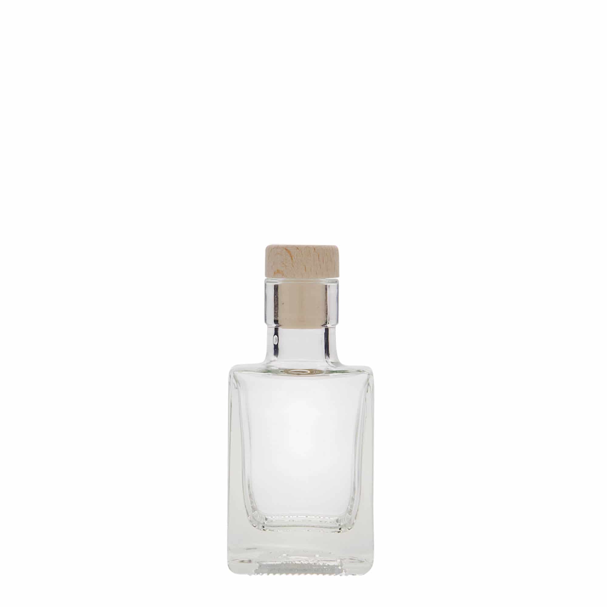 Bouteille en verre 50 ml 'Cube', carrée, bouchage: bouchon