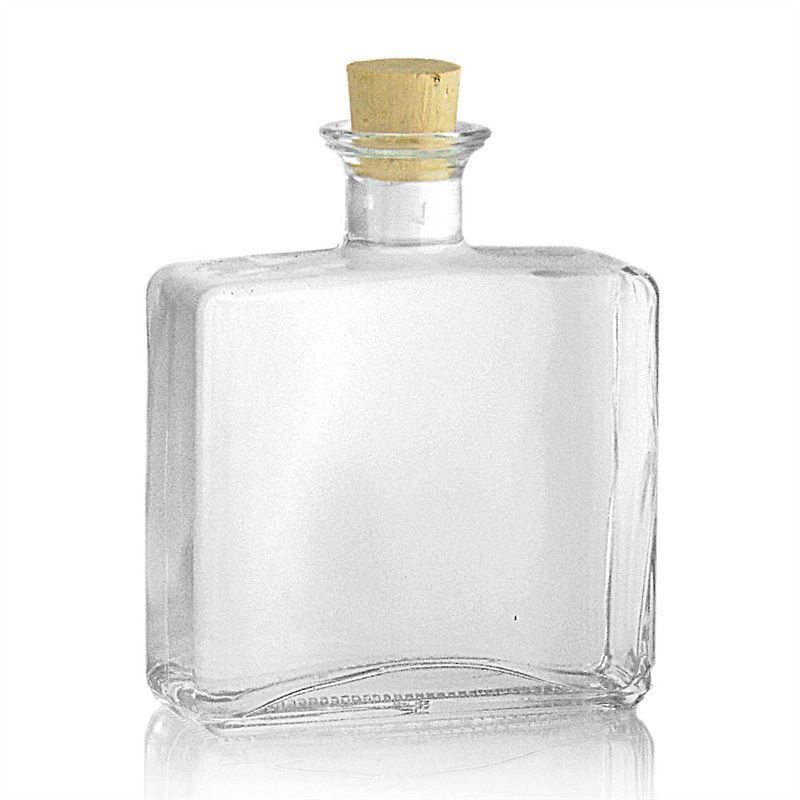 Glazen fles 'Julia', 500 ml, rechthoekig, monding: kurk Glazen fles 'Julia', 500 ml, rechthoekig, monding: kurk