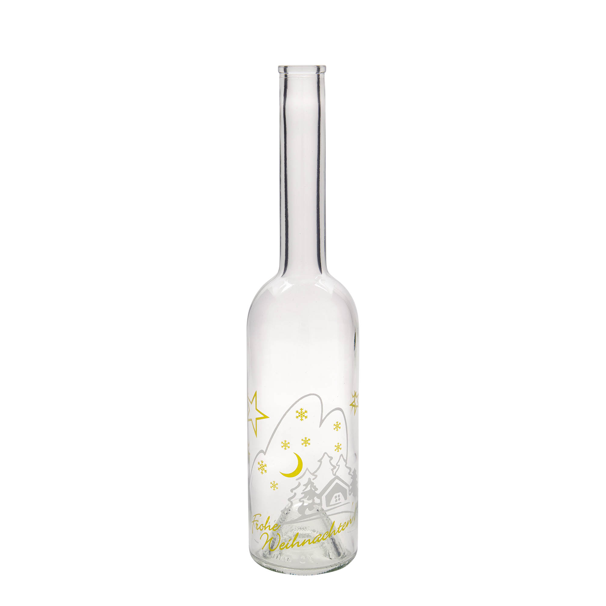 Glazen fles 'Opera', 500 ml, motief: Kerstidylle, monding: kurk Glazen fles 'Opera', 500 ml, motief: Kerstidylle, monding: kurk