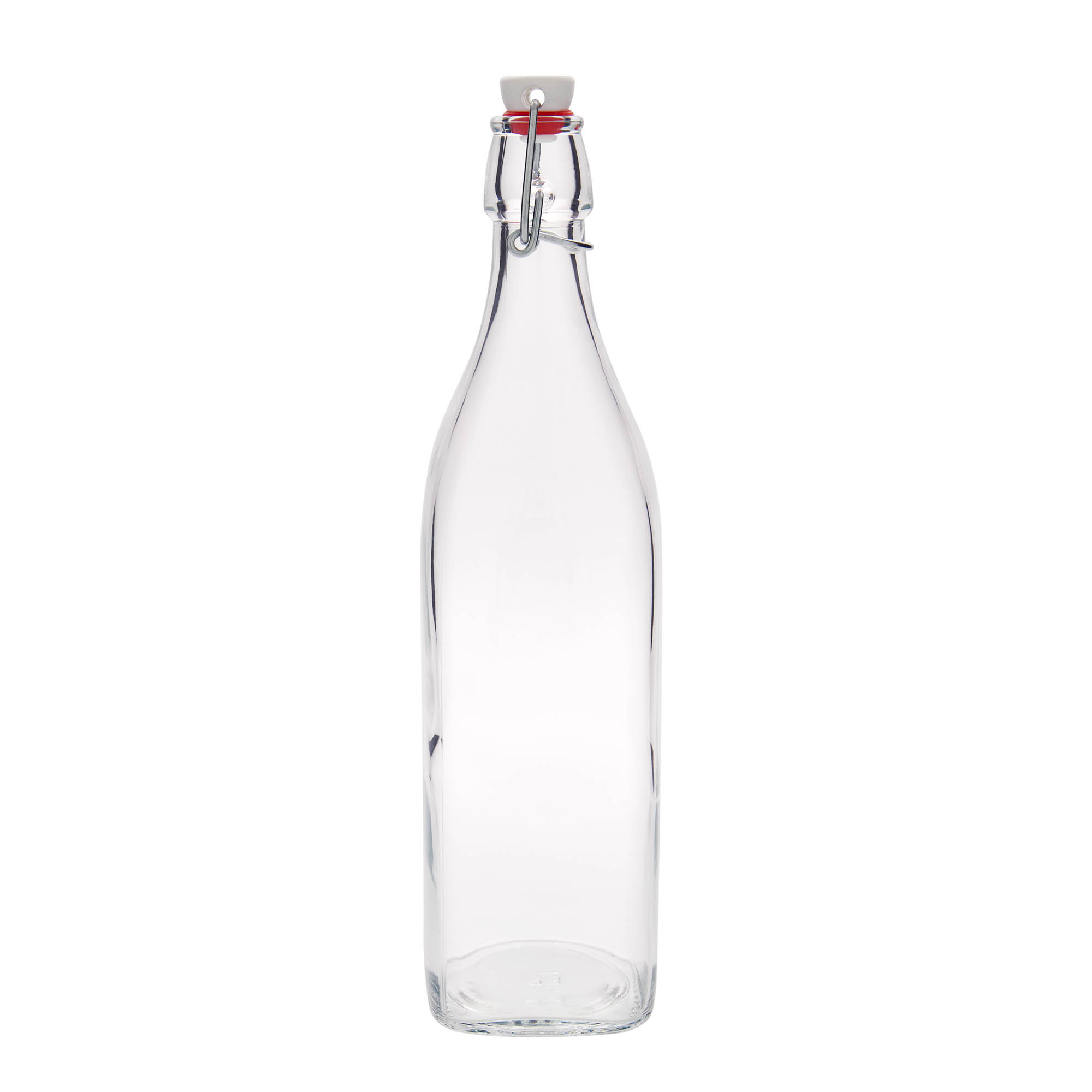 Bouteille en verre 1 000 ml 'Swing', carrée, bouchage: bouchon mécanique