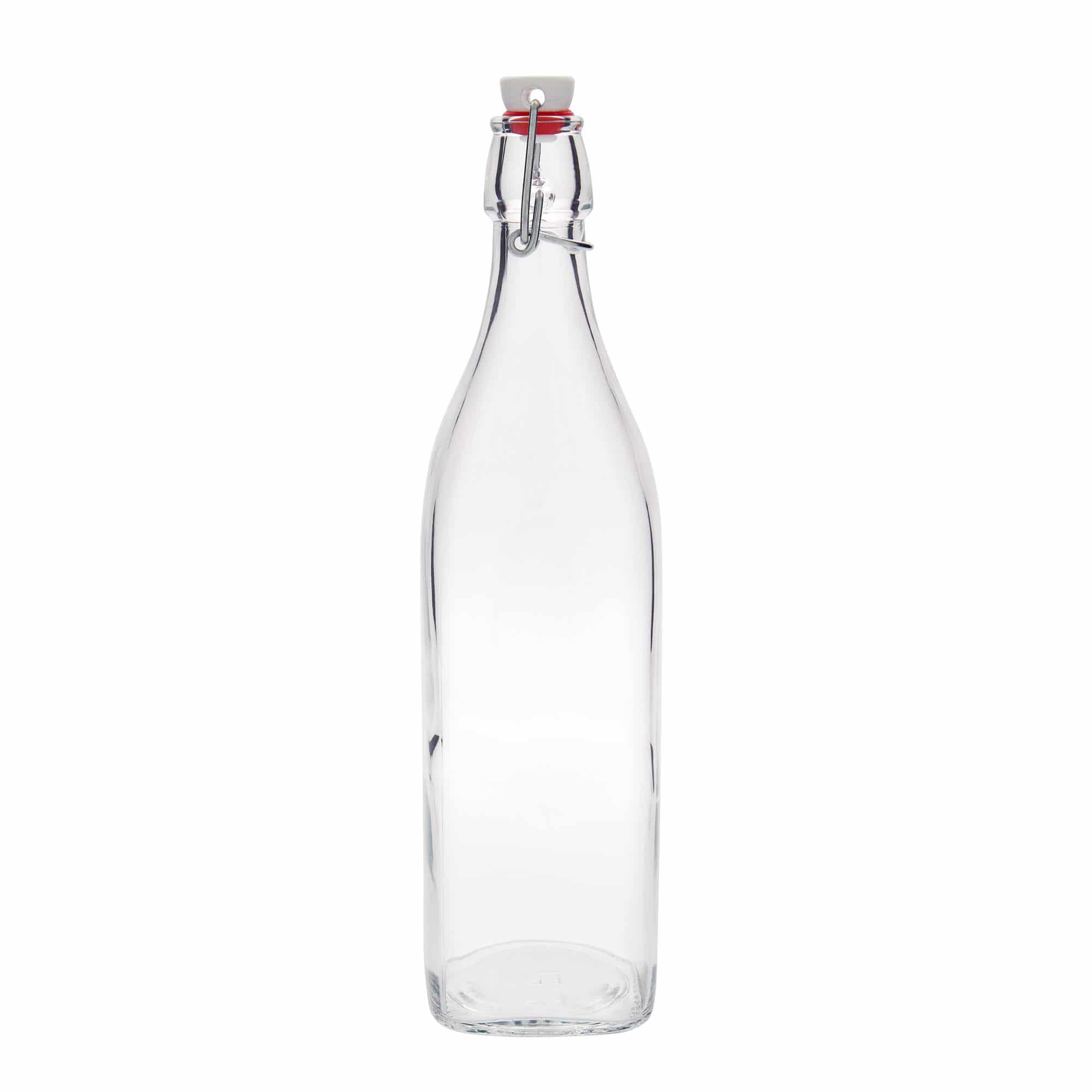 Bouteille en verre 1 000 ml « Swing », carrée, bouchage: bouchon mécanique