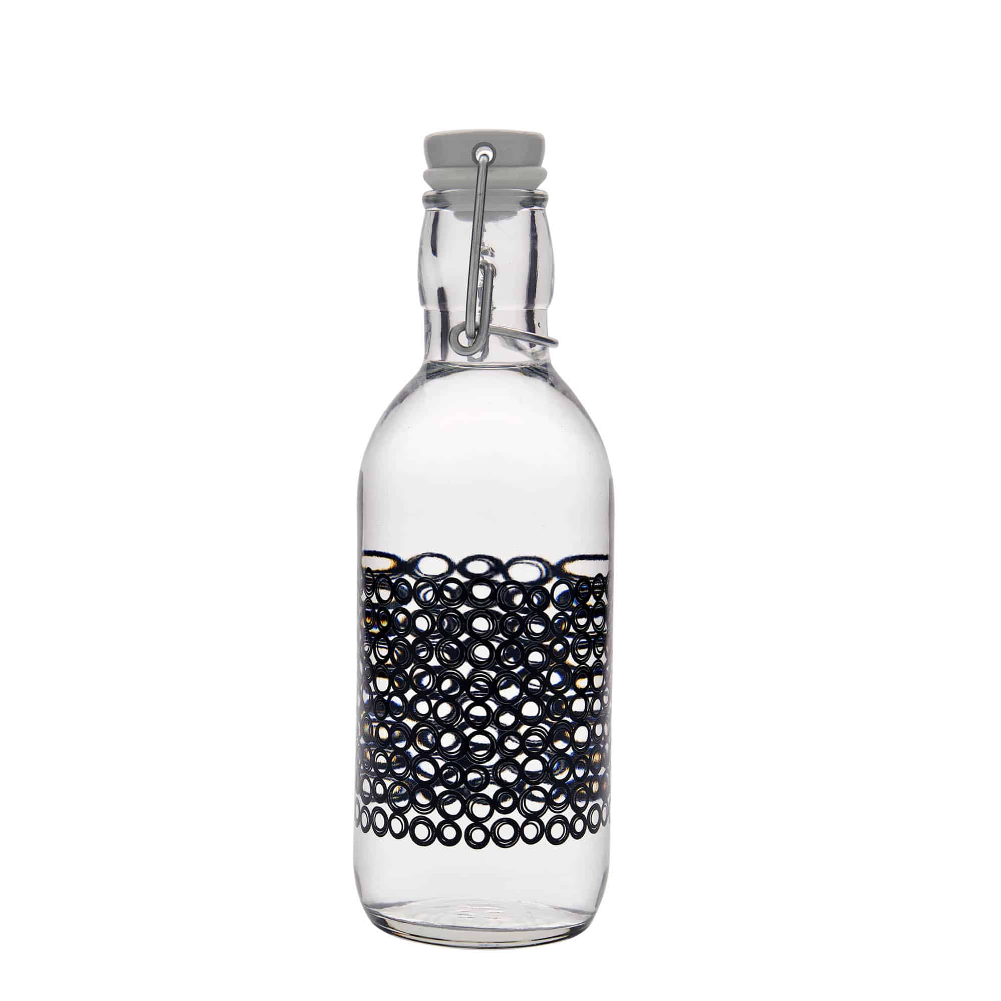 Bouteille en verre 500 ml « Emilia », motif : circola nero, bouchage: bouchon mécanique