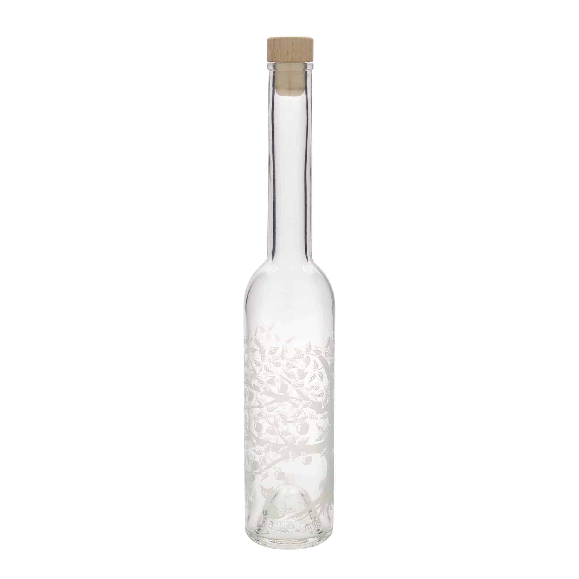 Glazen fles 'Opera', 350 ml, motief: Appelboom, monding: kurk