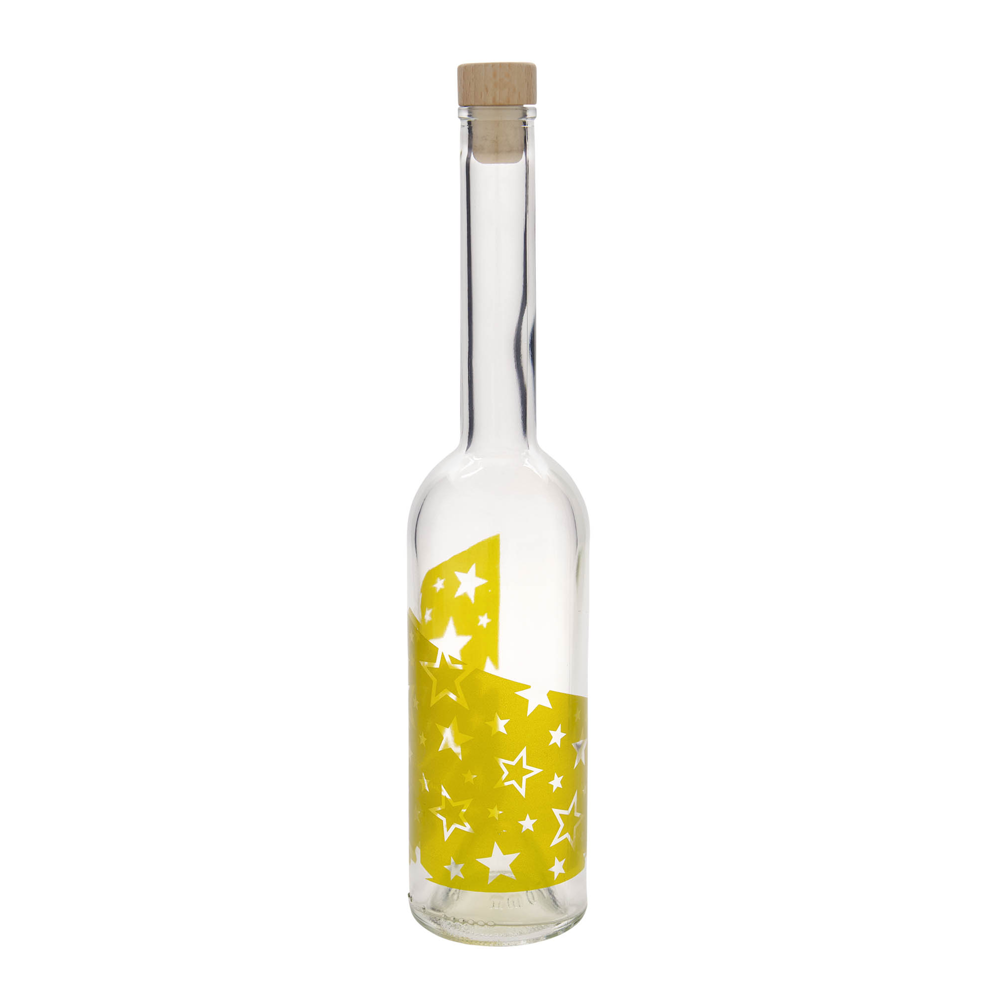 Bouteille en verre 500 ml 'Opera', motif : étoiles dorées, bouchage: bouchon Bouteille en verre 500 ml 'Opera', motif : étoiles dorées, bouchage: bouchon