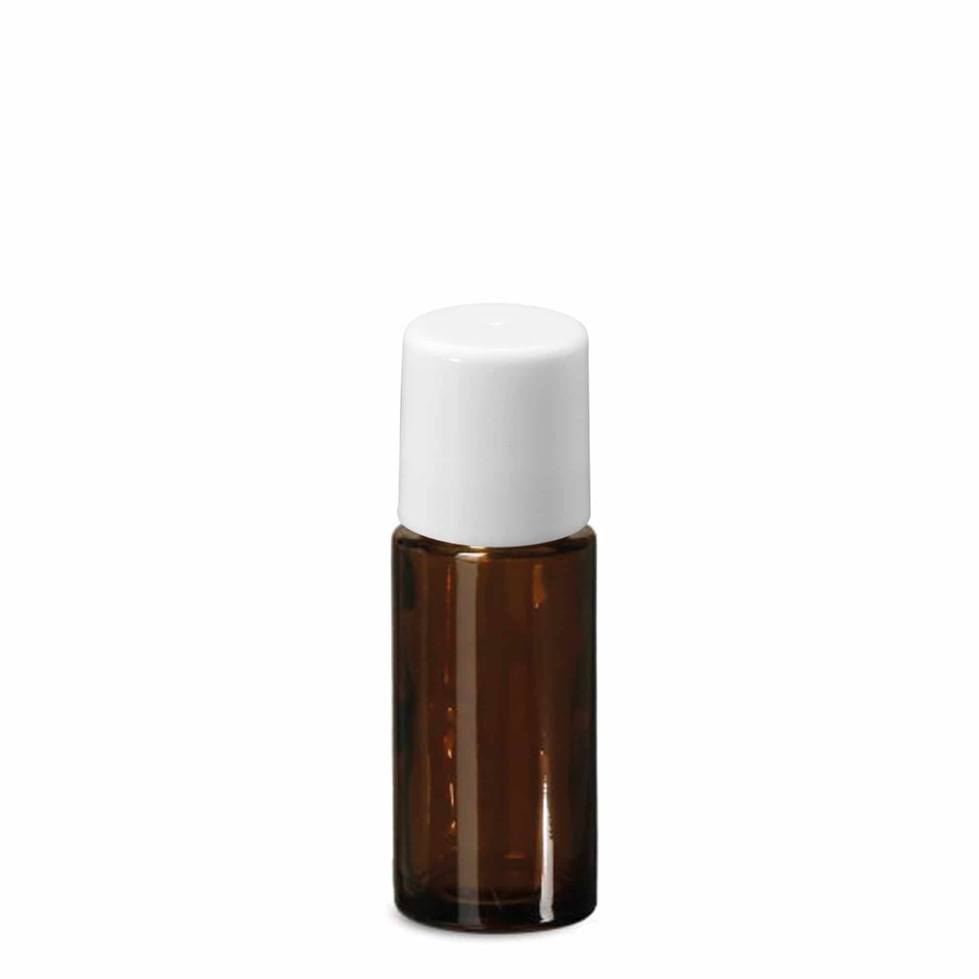 50 ml roll-on fles, glas, bruin, opening: schroefdop