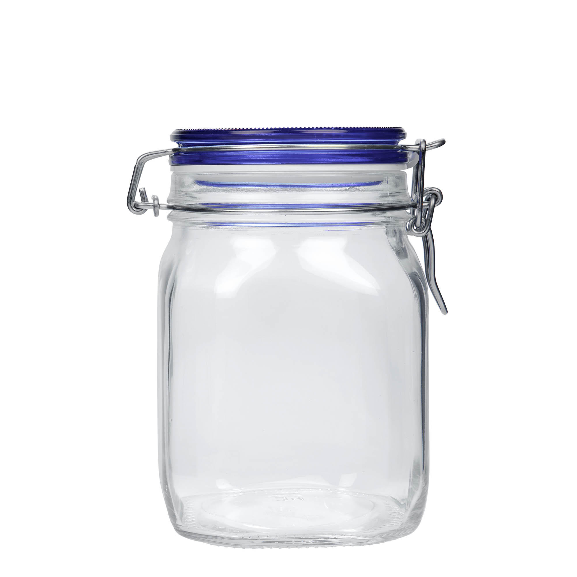 Pot met beugelsluiting 'Fido' Blue Top, 1000 ml, vierkant, monding: beugelsluiting Pot met beugelsluiting 'Fido' Blue Top, 1000 ml, vierkant, monding: beugelsluiting