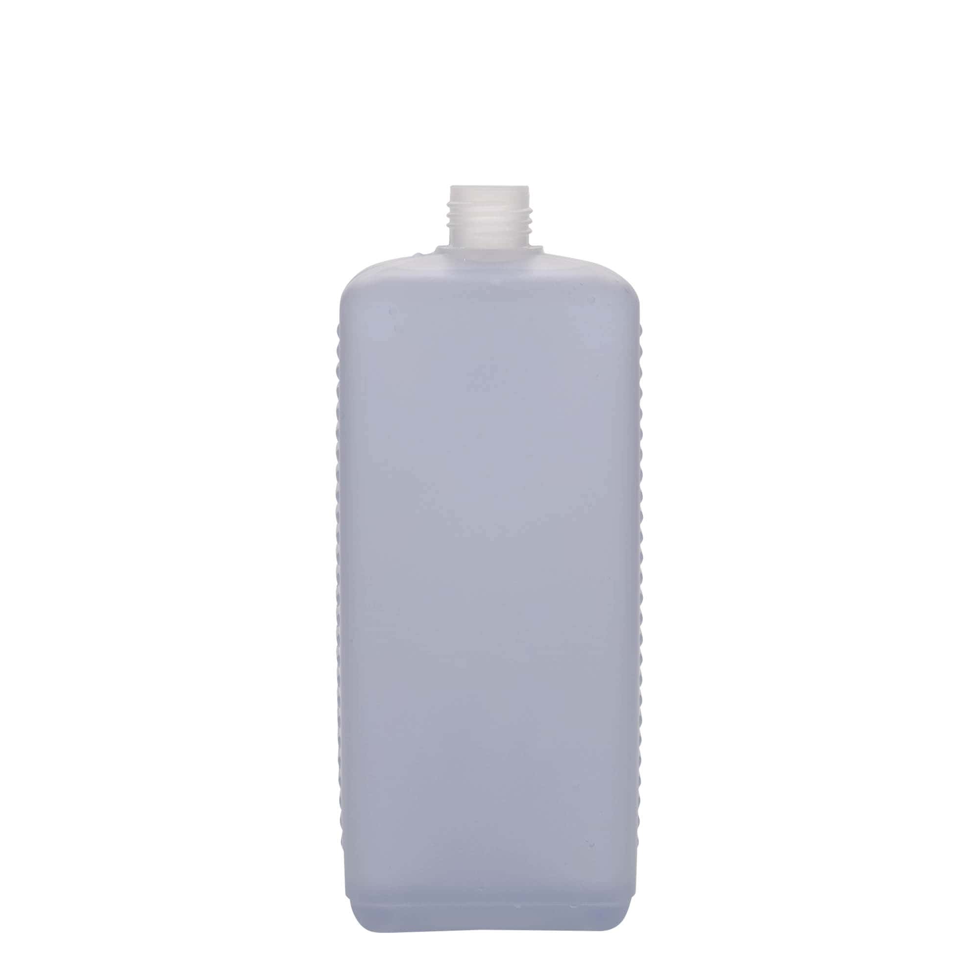 Canisterfles, 1000 ml, rechthoekig, HDPE-kunststof, naturel, monding: DIN 25 EPE