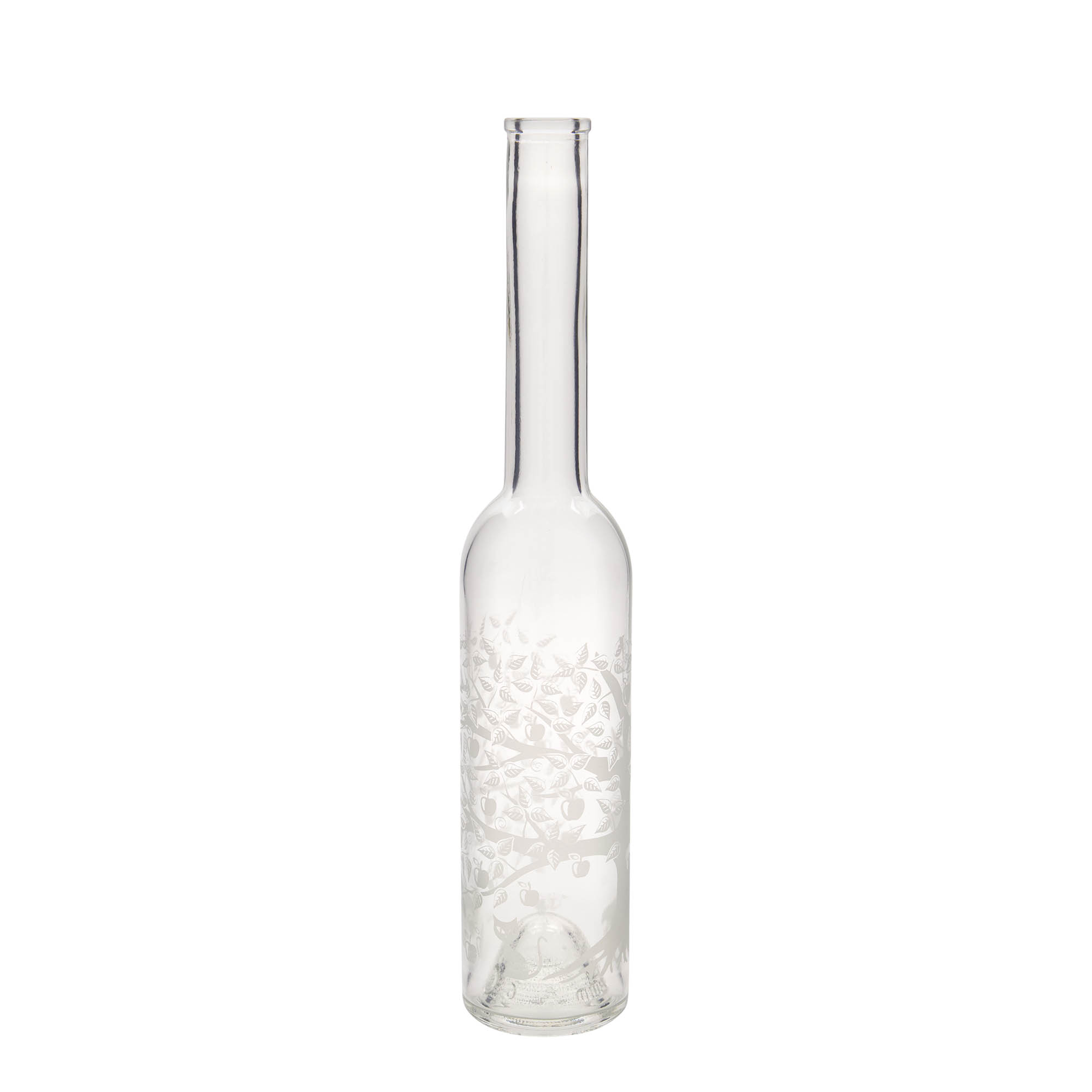 Glazen fles 'Opera', 350 ml, motief: Appelboom, monding: kurk Glazen fles 'Opera', 350 ml, motief: Appelboom, monding: kurk