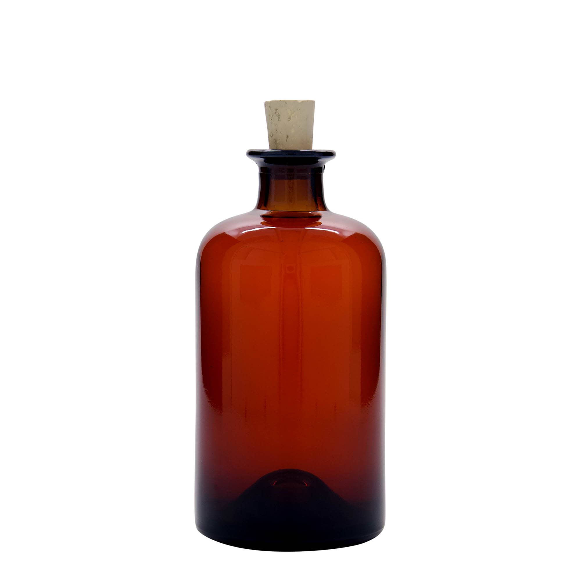 Bouteille en verre apothicaire 500 ml, brun, bouchage: bouchon