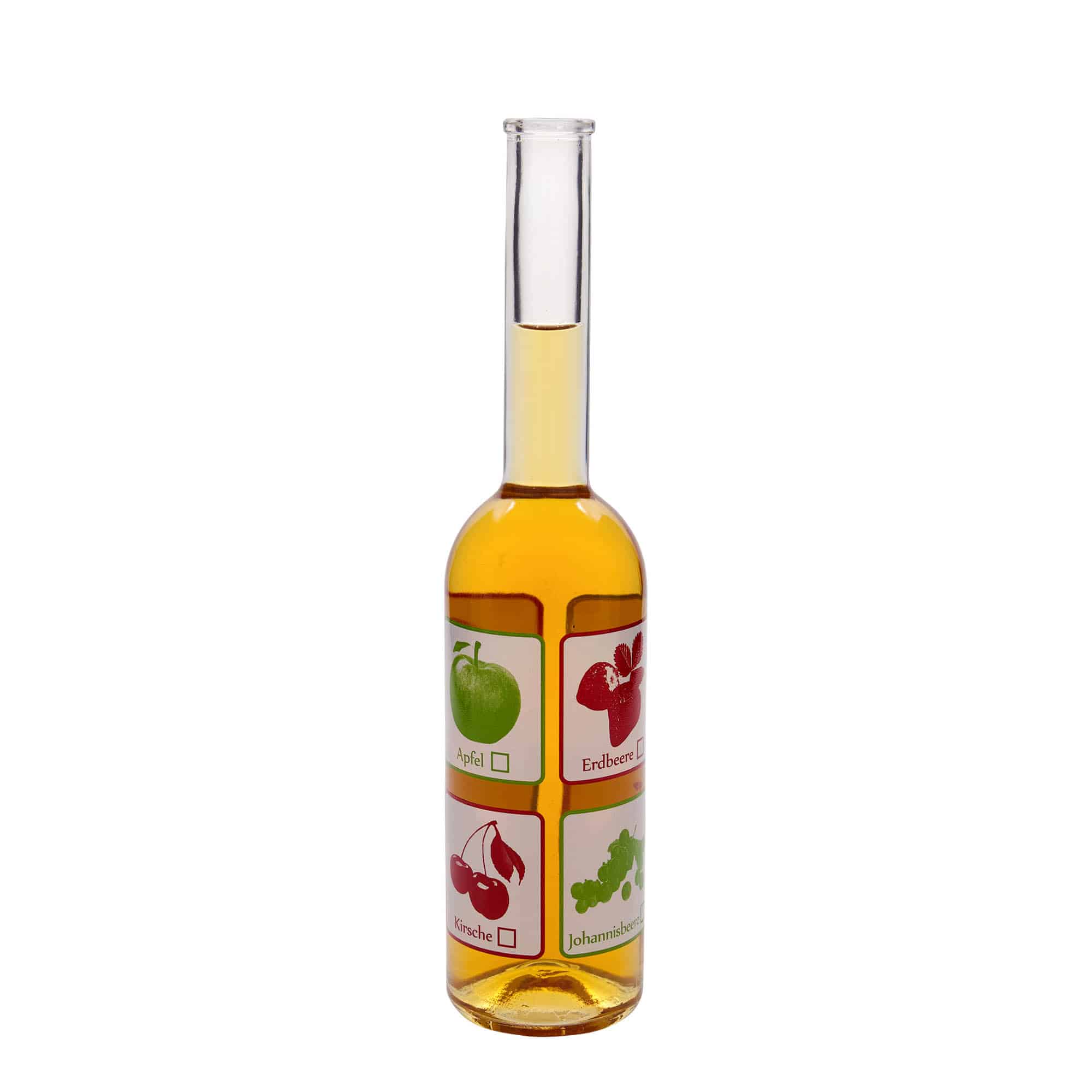 Bouteille en verre 500 ml 'Opera', motif : fruits, bouchage: bouchon Bouteille en verre 500 ml 'Opera', motif : fruits, bouchage: bouchon