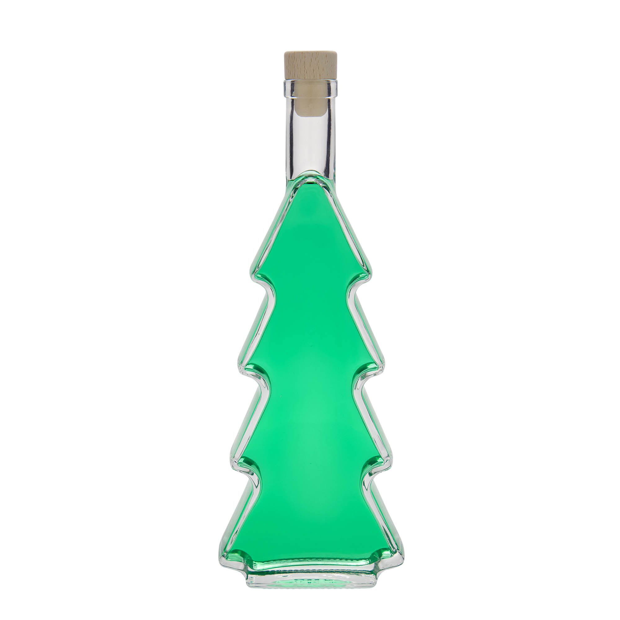 Glazen fles 'Dennenboom', 500 ml, monding: kurk