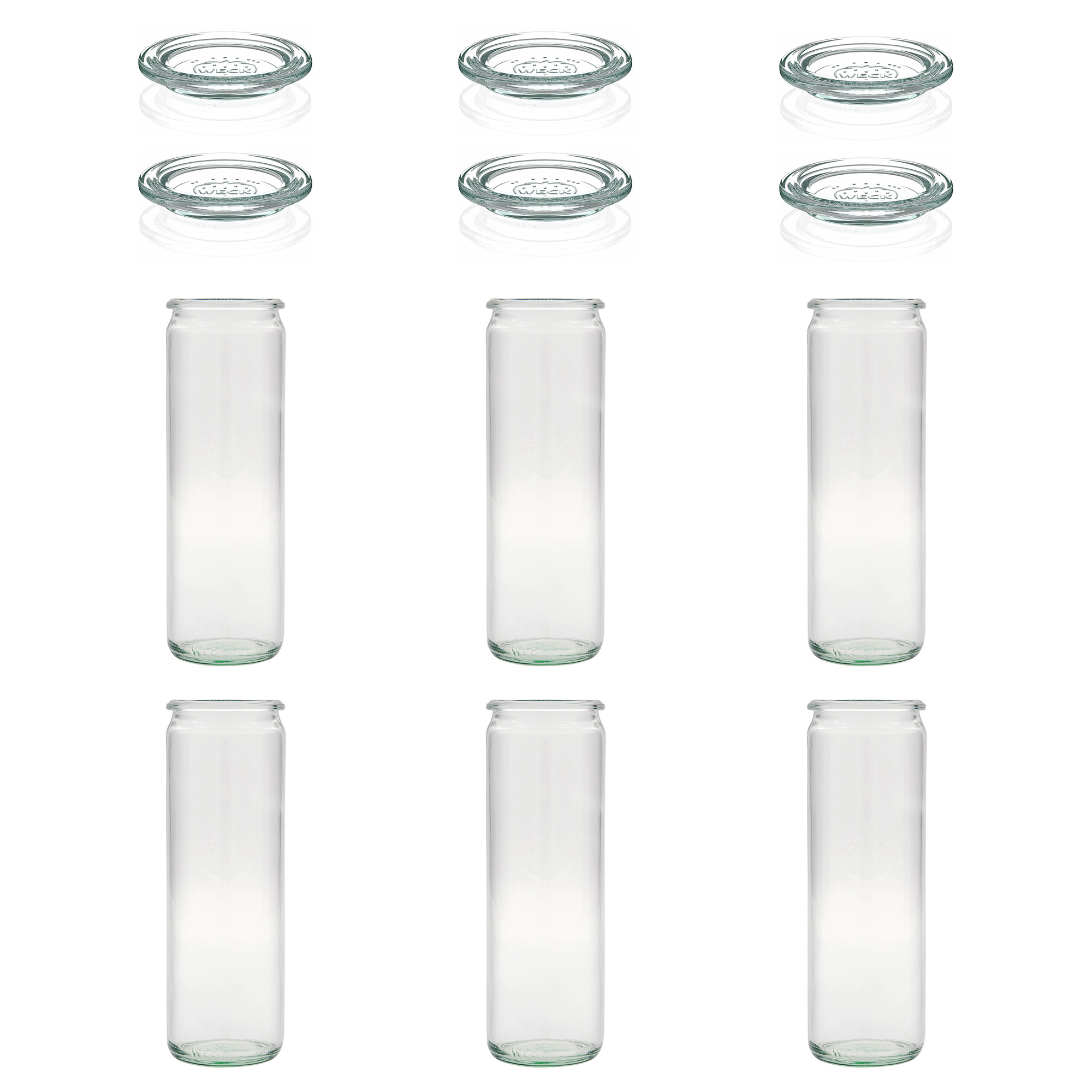 6x 600 ml WECK-cilinderglas met glazen deksel RR 60