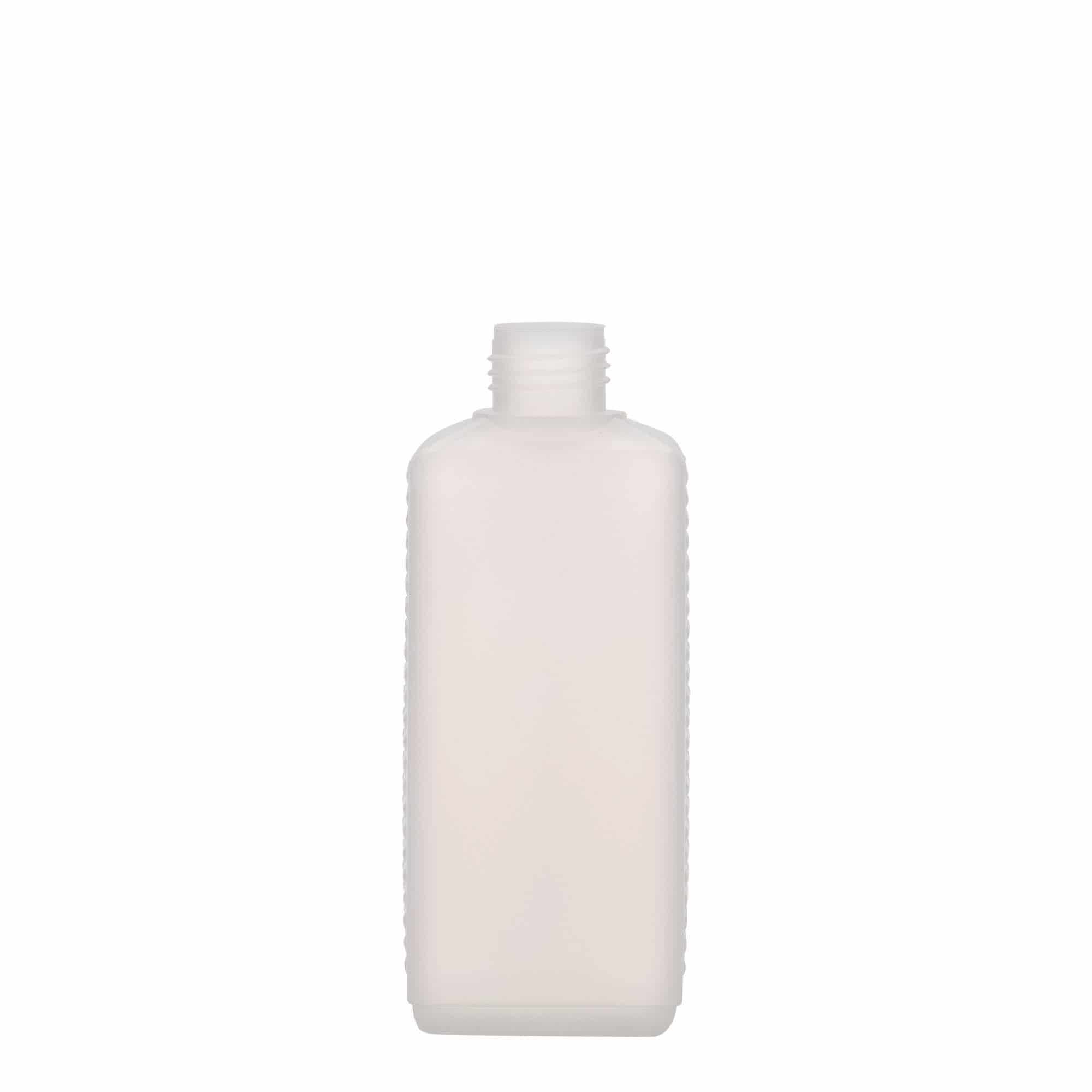 Canisterfles, 250 ml, rechthoekig, HDPE-kunststof, naturel, monding: DIN 25 EPE