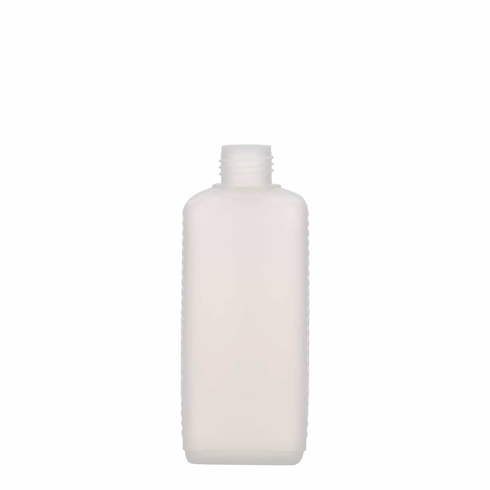 Bouteille bidon 250 ml, rectangulaire, plastique PEHD, nature, bouchage: DIN 25 EPE