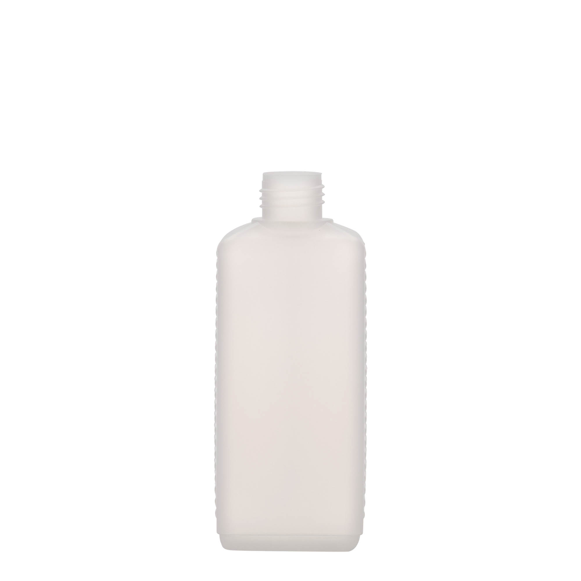 Bouteille bidon 250 ml, rectangulaire, plastique PEHD, nature, bouchage: DIN 25 EPE Bouteille bidon 250 ml, rectangulaire, plastique PEHD, nature, bouchage: DIN 25 EPE