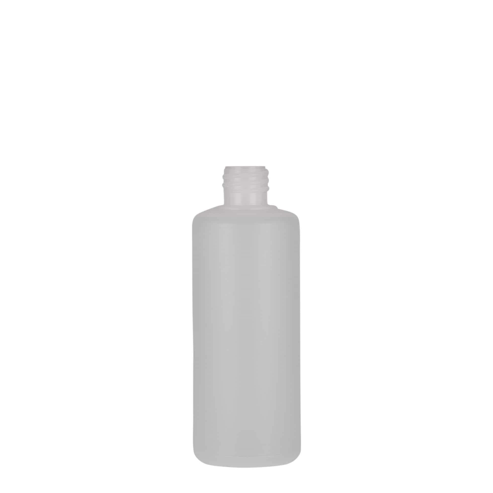 Bouteille ronde 100 ml, plastique PE, nature, bouchage: Bougage à vis