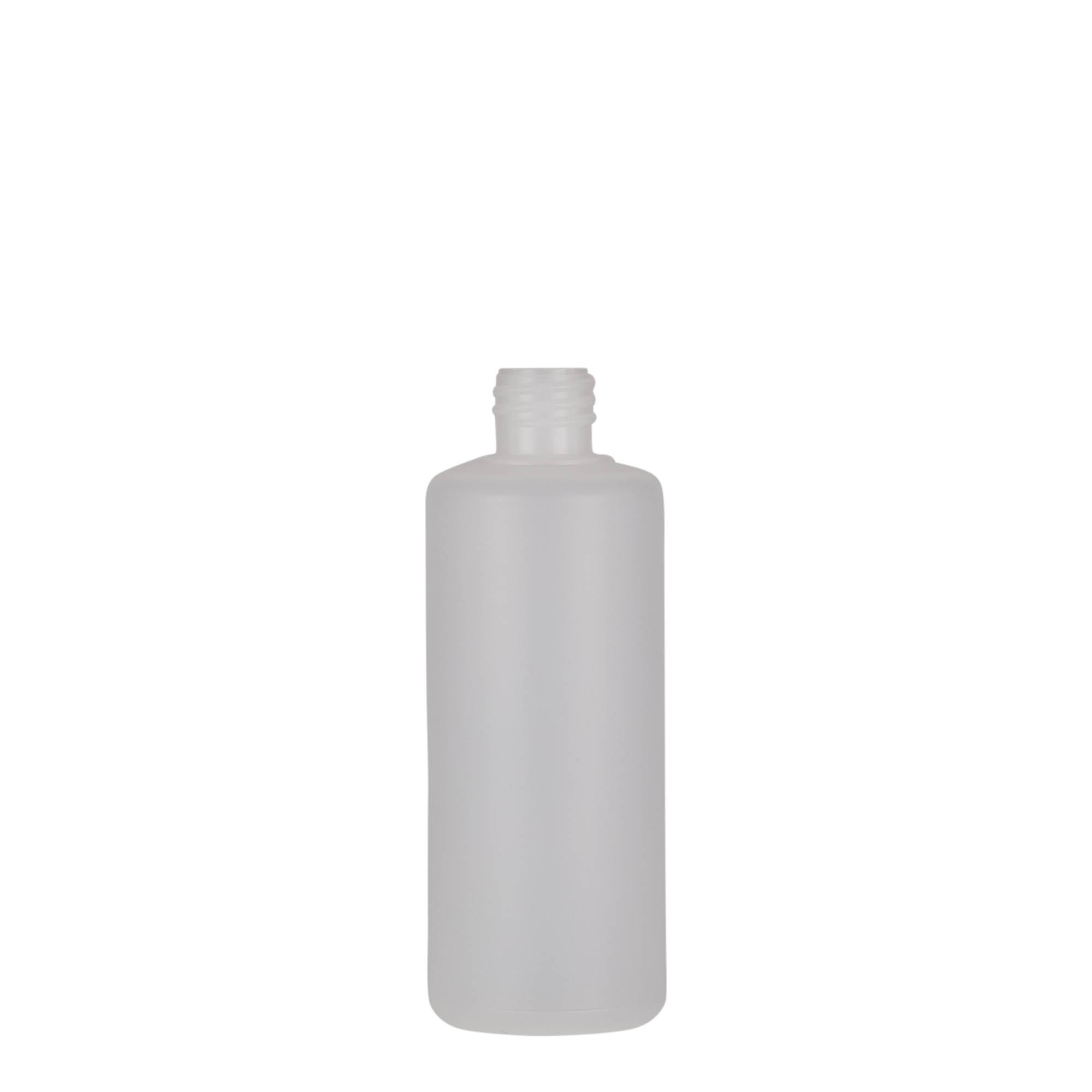 Bouteille ronde 100 ml, plastique PE, nature, bouchage: Bougage à vis Bouteille ronde 100 ml, plastique PE, nature, bouchage: Bougage à vis