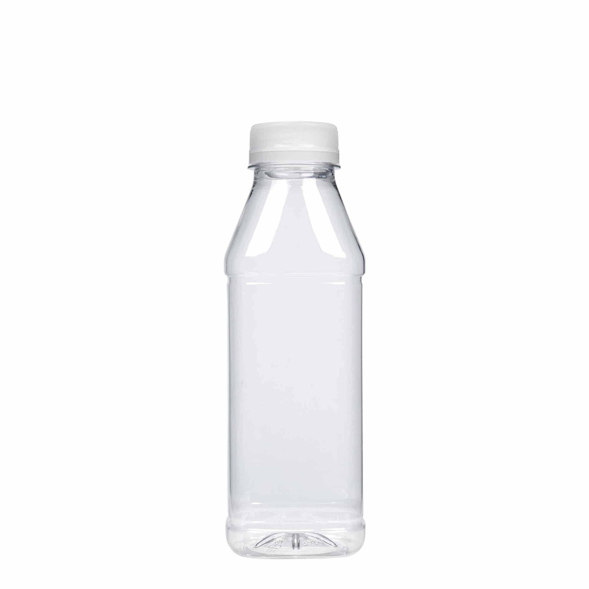 Bouteille en PET 500 ml « Milk and Juice Carré », carrée, plastique, bouchage: 38 mm