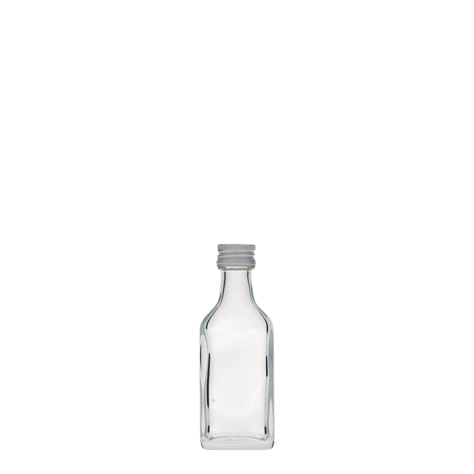 Flasque 20 ml, rectangulaire, verre, bouchage: PP 18 Flasque 20 ml, rectangulaire, verre, bouchage: PP 18