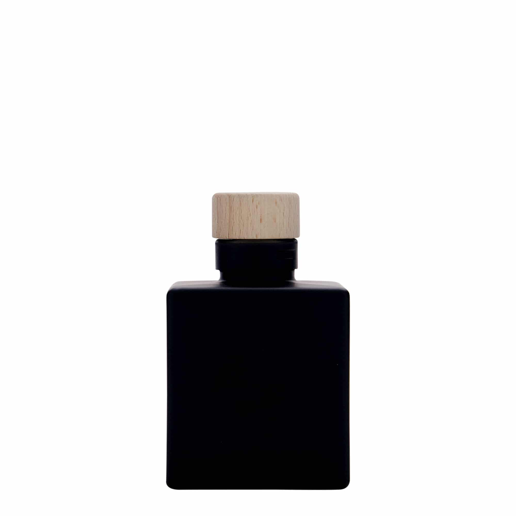 Bouteille en verre 100 ml 'Cube', carrée, noire, bouchage: bouchon Bouteille en verre 100 ml 'Cube', carrée, noire, bouchage: bouchon