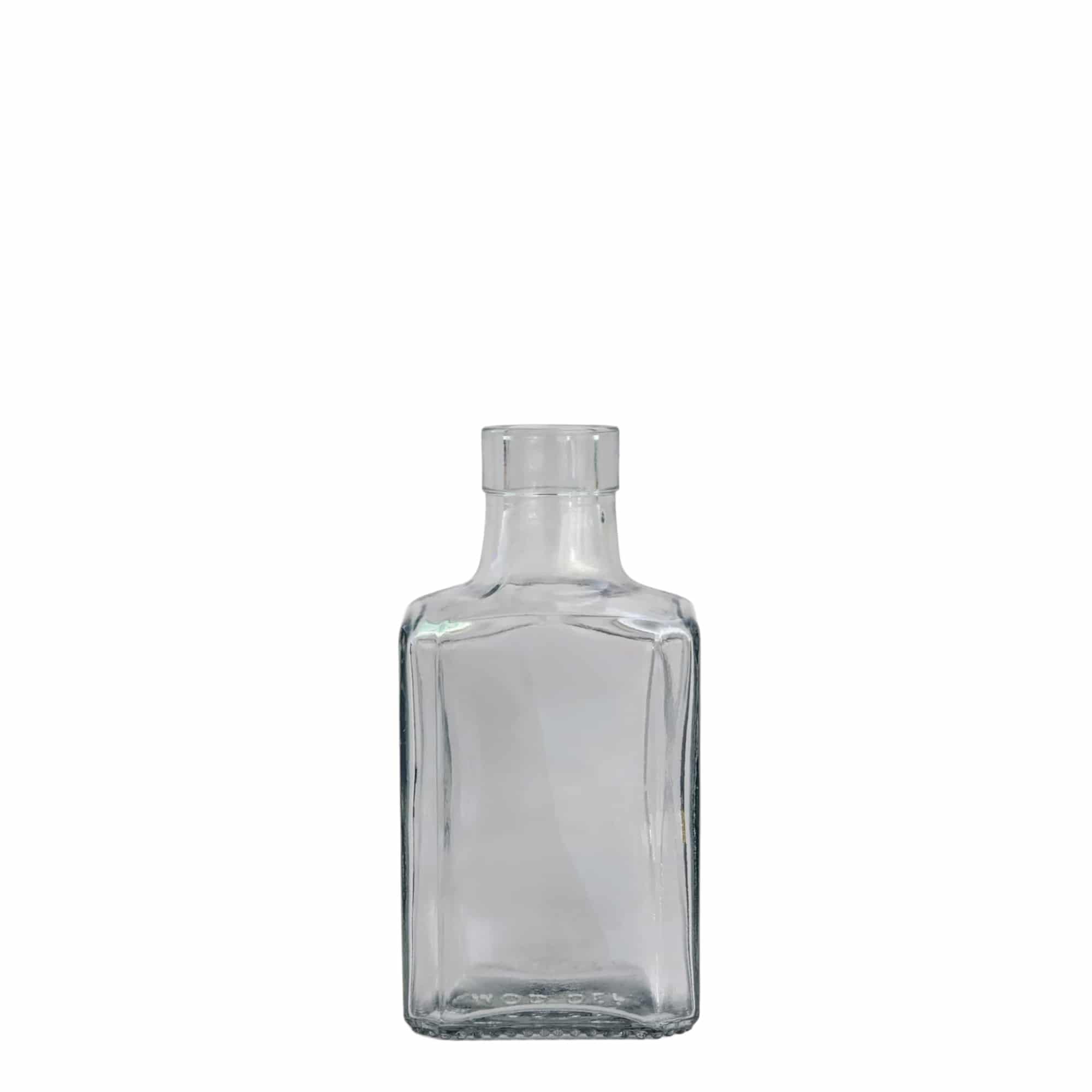 Bouteille en verre de 250 ml « Decanter Quadro à rebord supérieur », carrée, goulot : bouchon