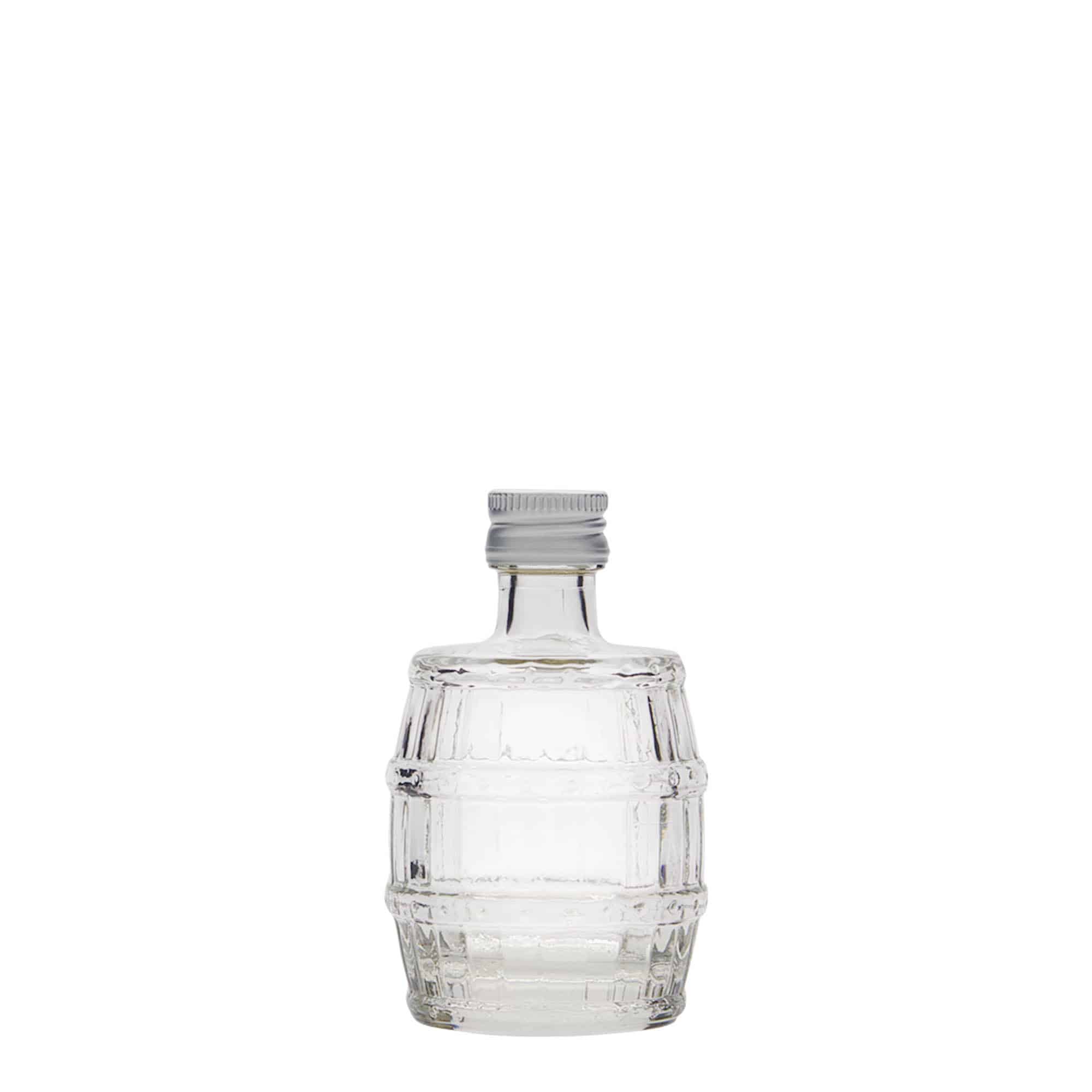 Bouteille en verre 50 ml « Fut », bouchage: PP 18